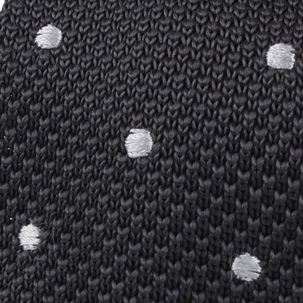 Mr. Mandela Charcoal Polkadot Knitted Tie - Image 2
