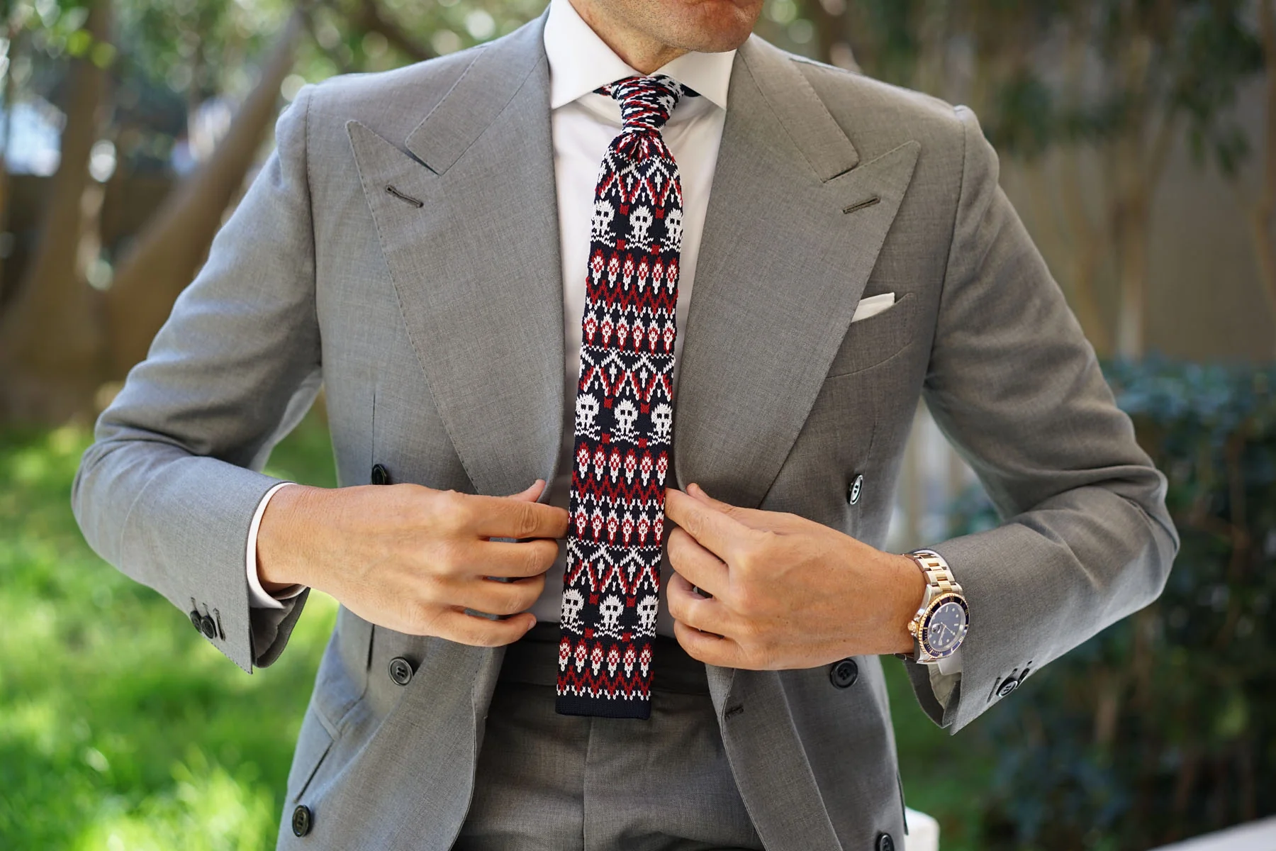 Mr Nixon Skull Knitted Tie - Image 3