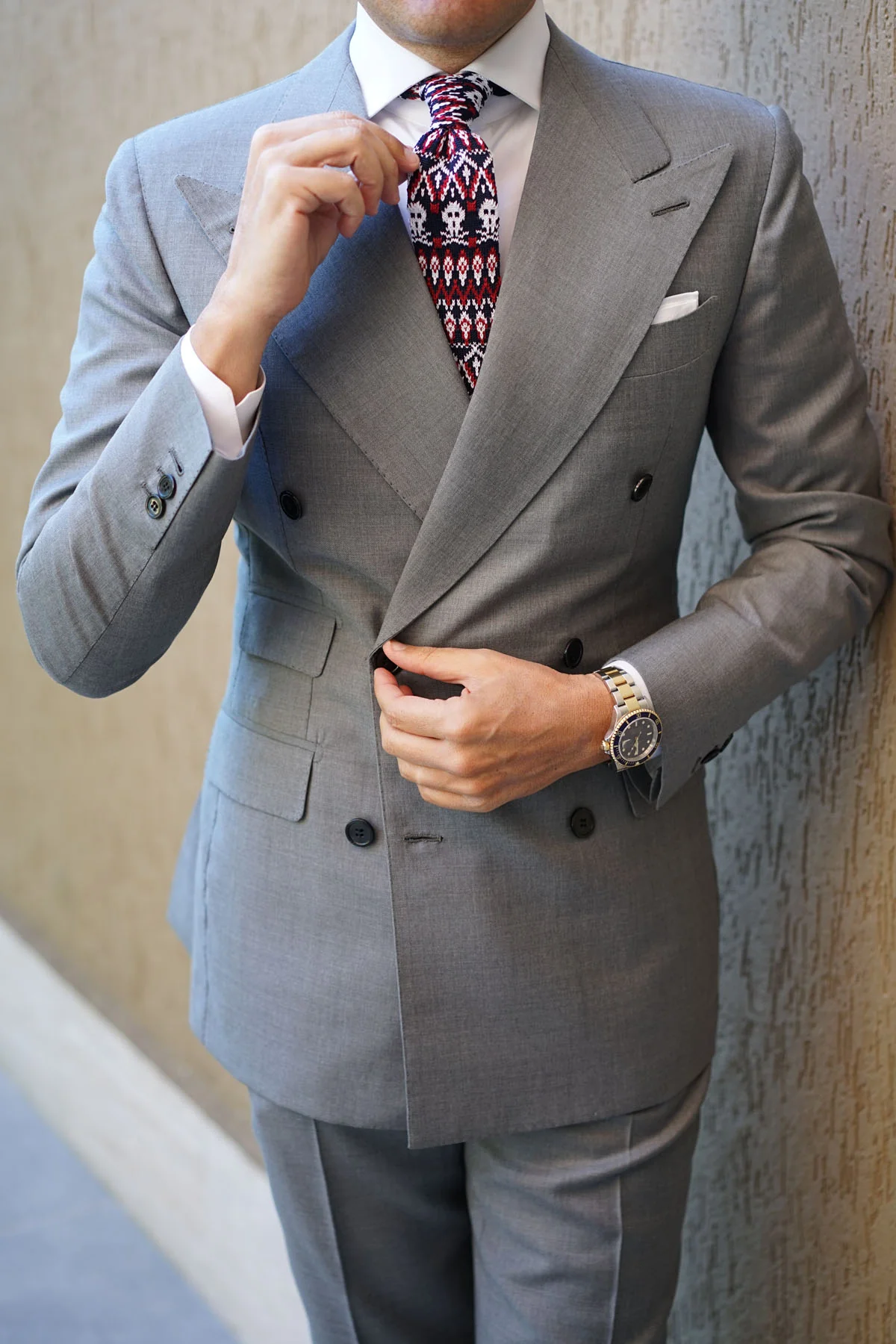 Mr Nixon Skull Knitted Tie - Image 4