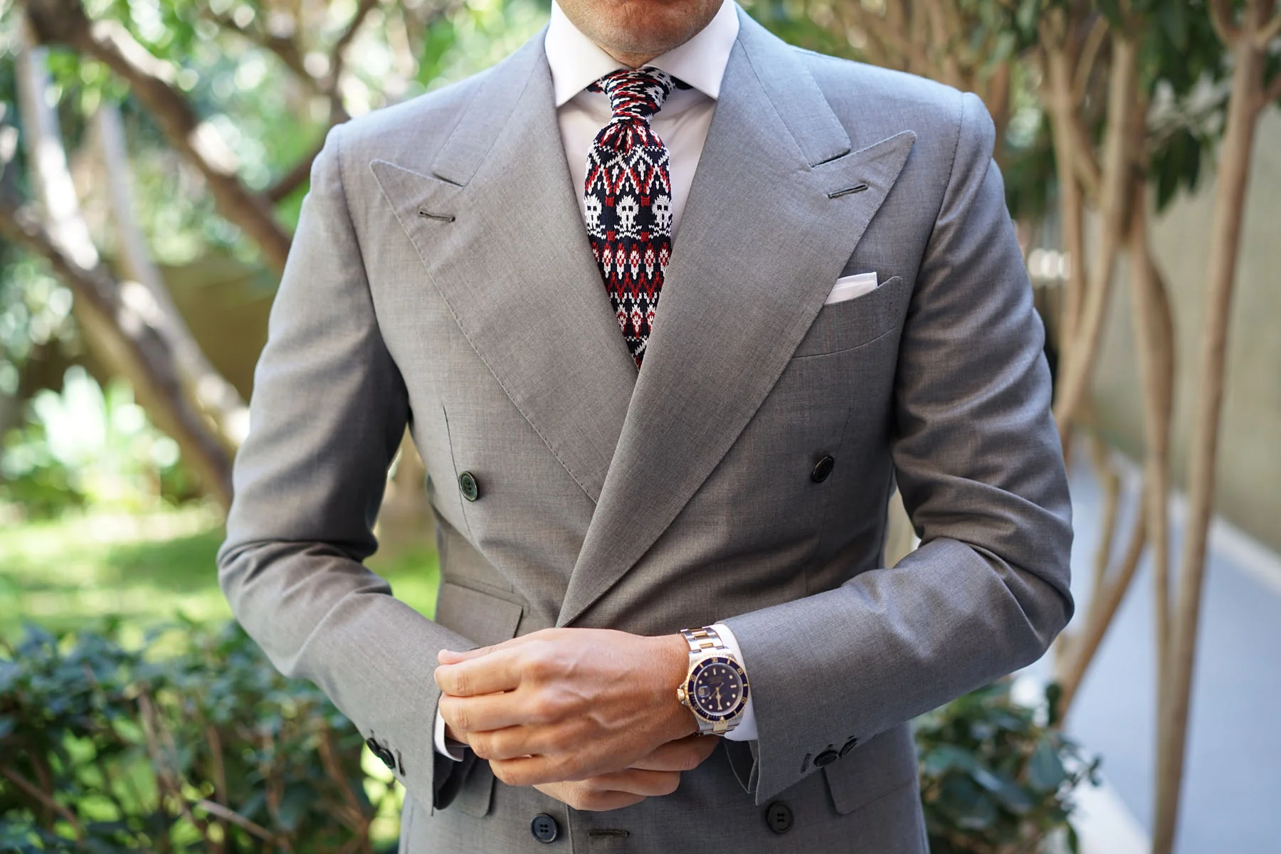 Mr Nixon Skull Knitted Tie - Image 5