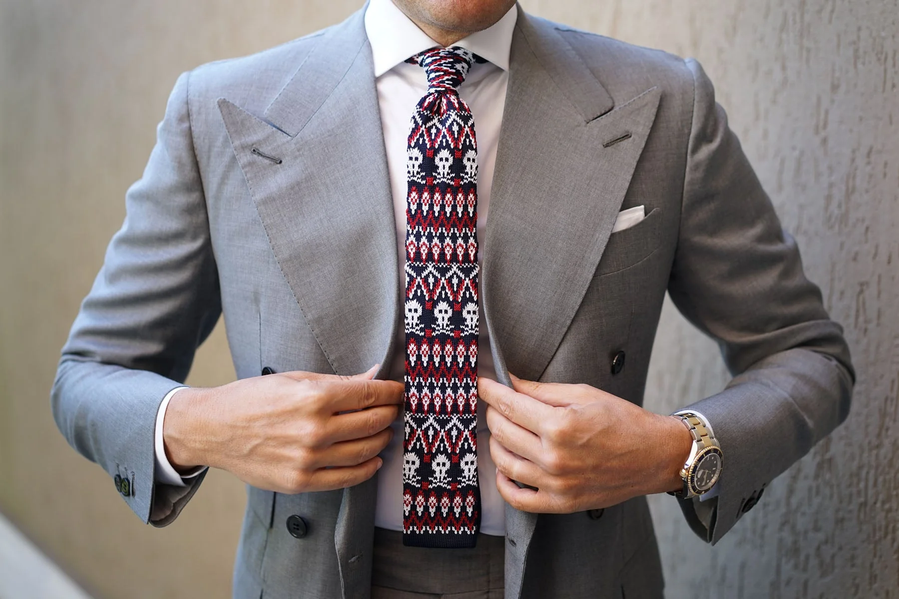 Mr Nixon Skull Knitted Tie - Image 6
