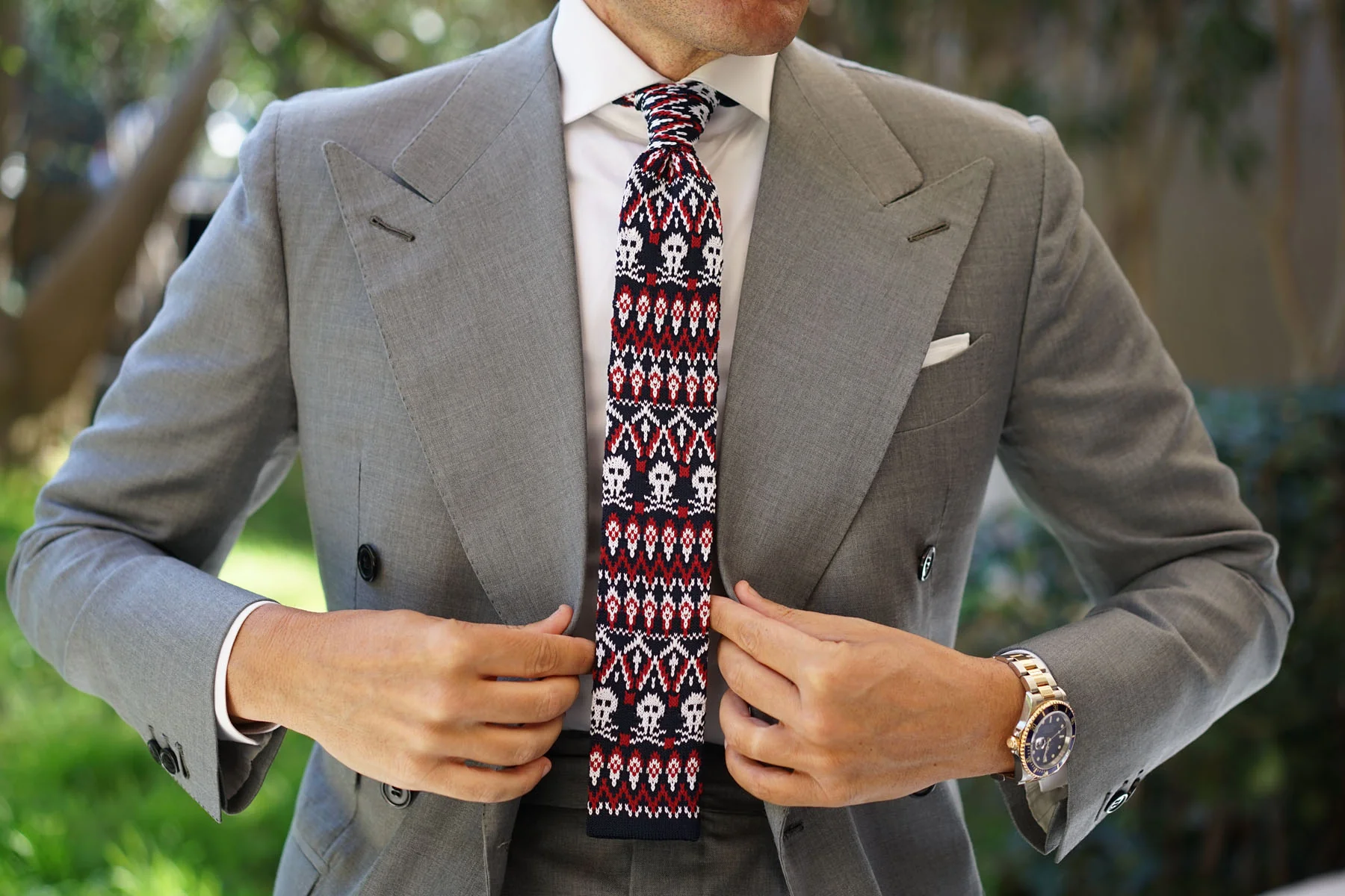 Mr Nixon Skull Knitted Tie - Image 8