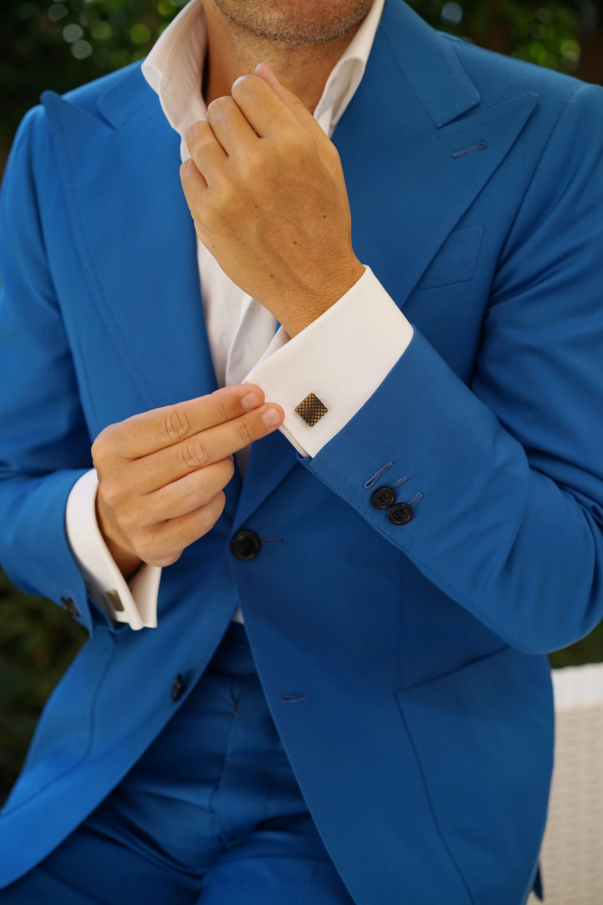 Mr Plummer Antique Brass Square Cufflinks - Image 6