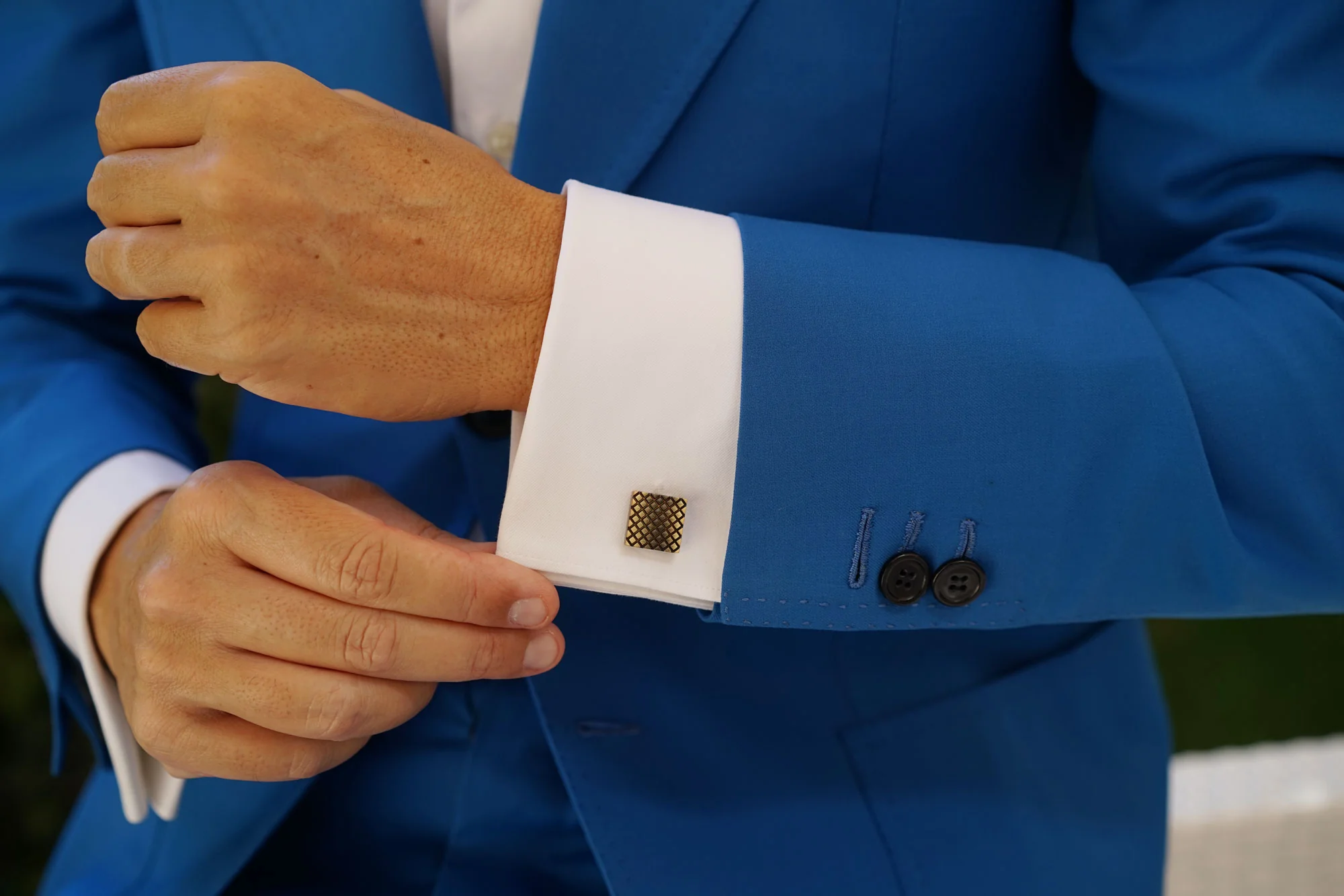 Mr Plummer Antique Brass Square Cufflinks - Image 7
