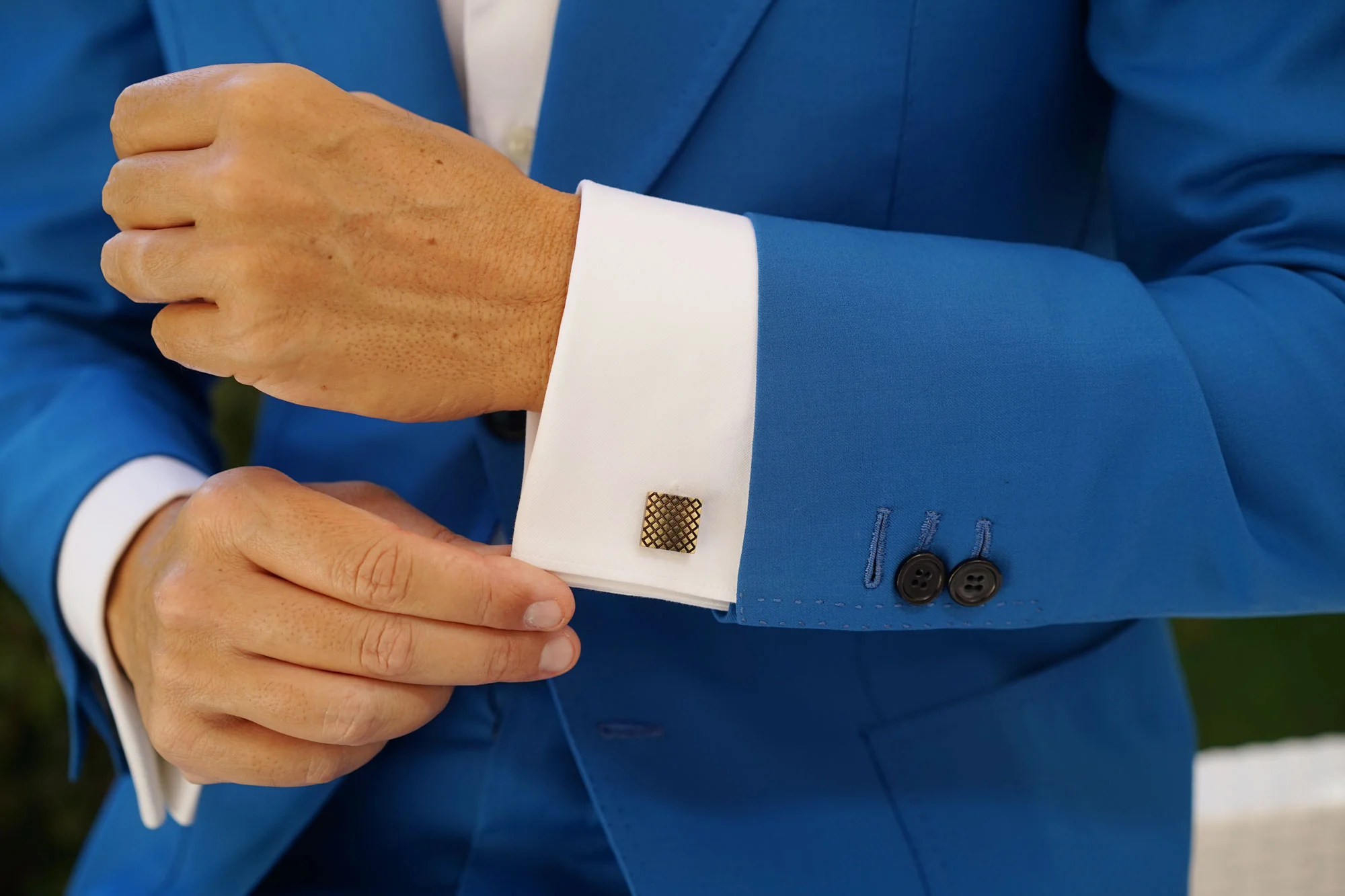 Mr Plummer Antique Brass Square Cufflinks - Image 8