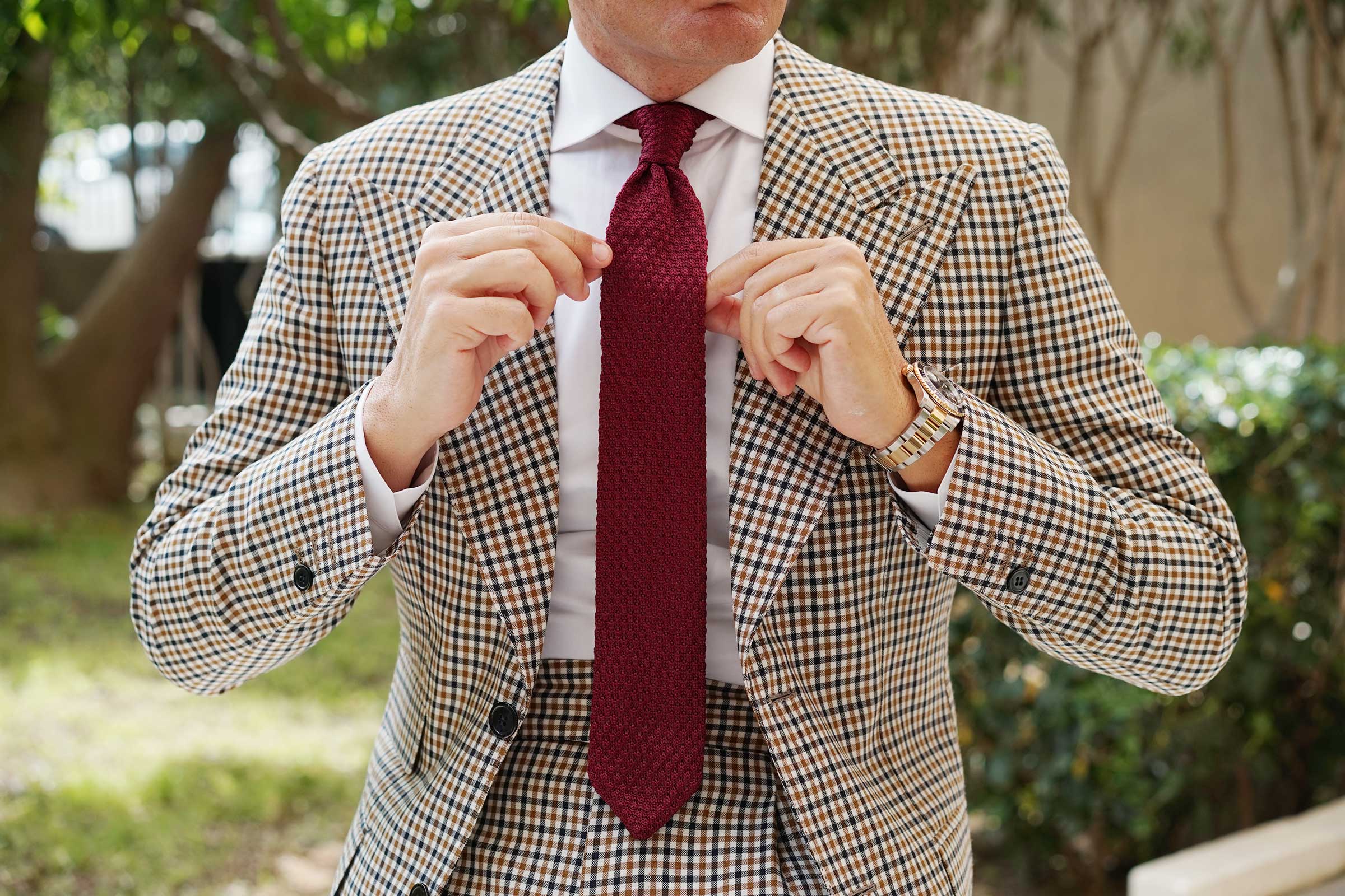 Mulled Burgundy Knitted Tie - Image 3