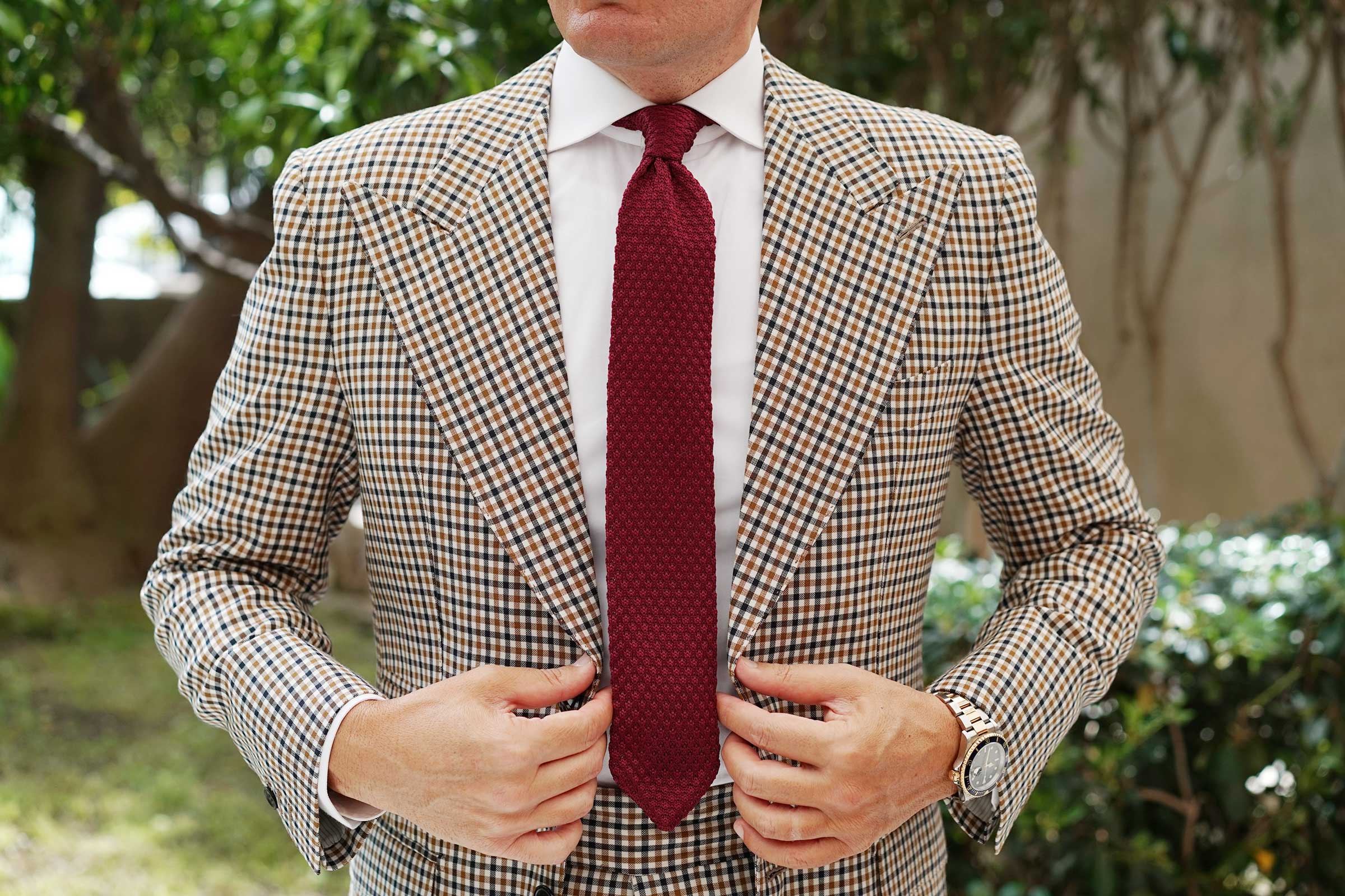 Mulled Burgundy Knitted Tie - Image 5