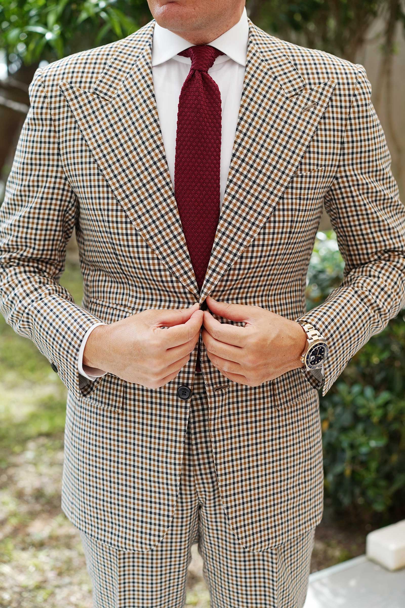 Mulled Burgundy Knitted Tie - Image 6