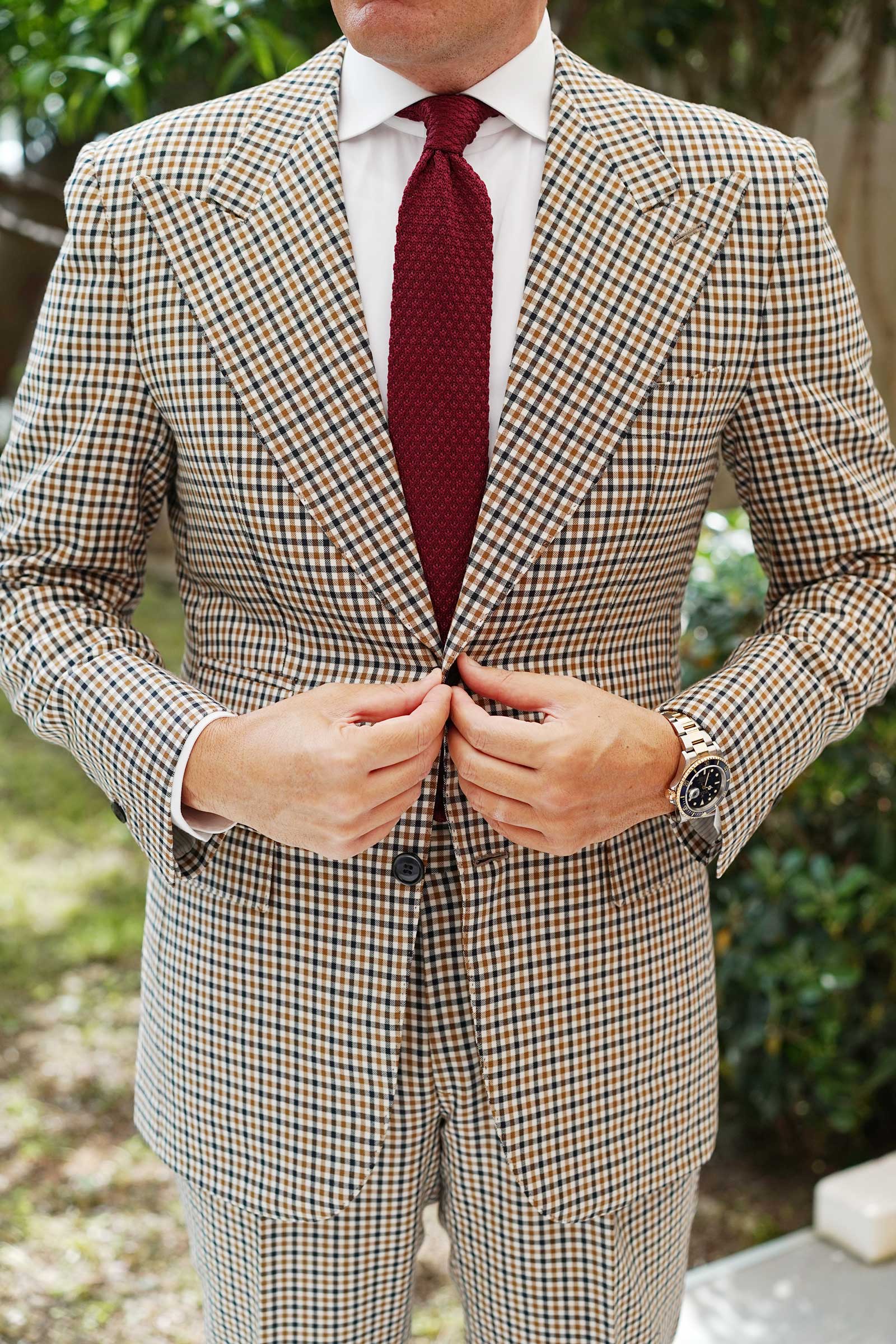 Mulled Burgundy Knitted Tie - Image 8