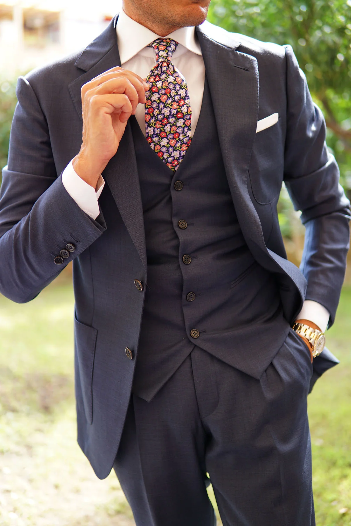Murcia Purple Floral Necktie - Image 10
