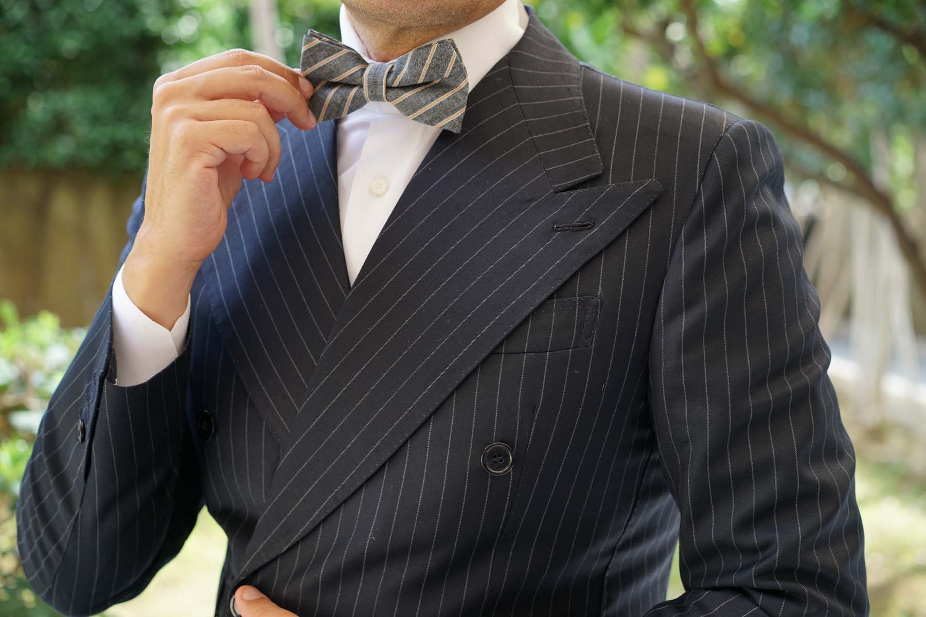 Mustard Pinstripe Bow Tie - Image 8