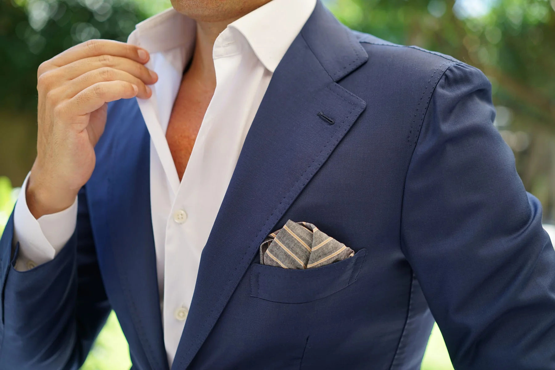 Mustard Pinstripe Pocket Square - Image 3