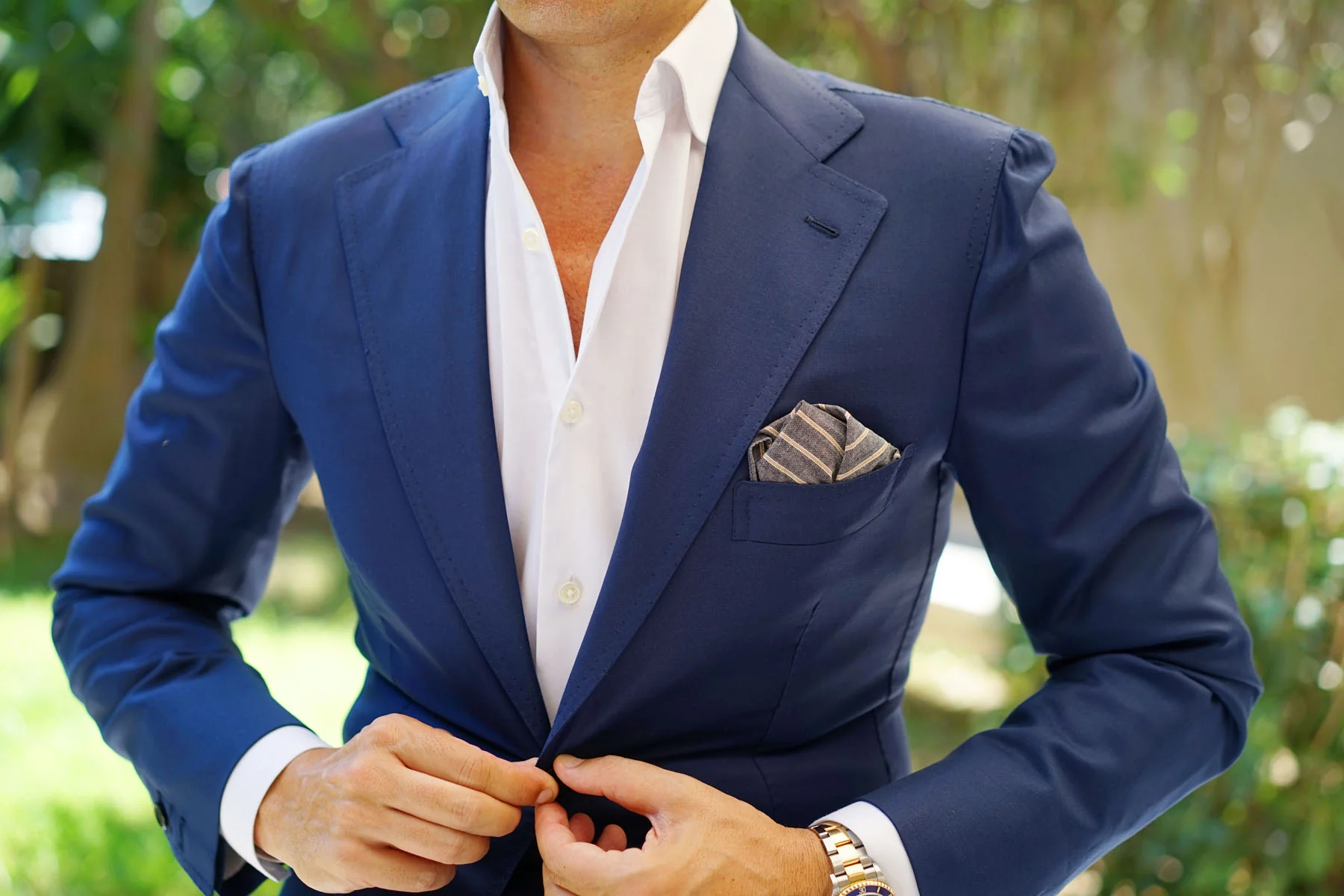 Mustard Pinstripe Pocket Square - Image 5