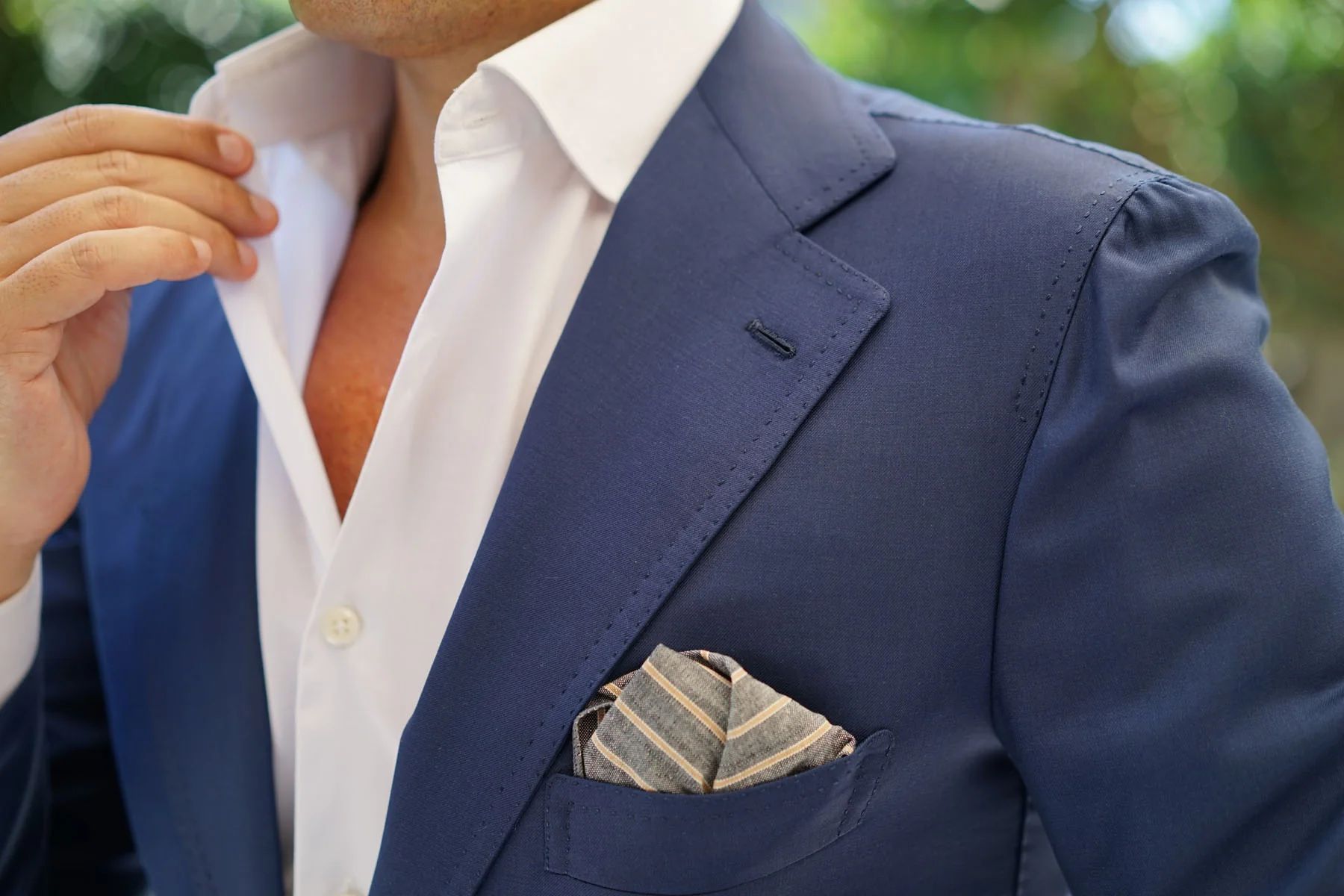 Mustard Pinstripe Pocket Square - Image 6
