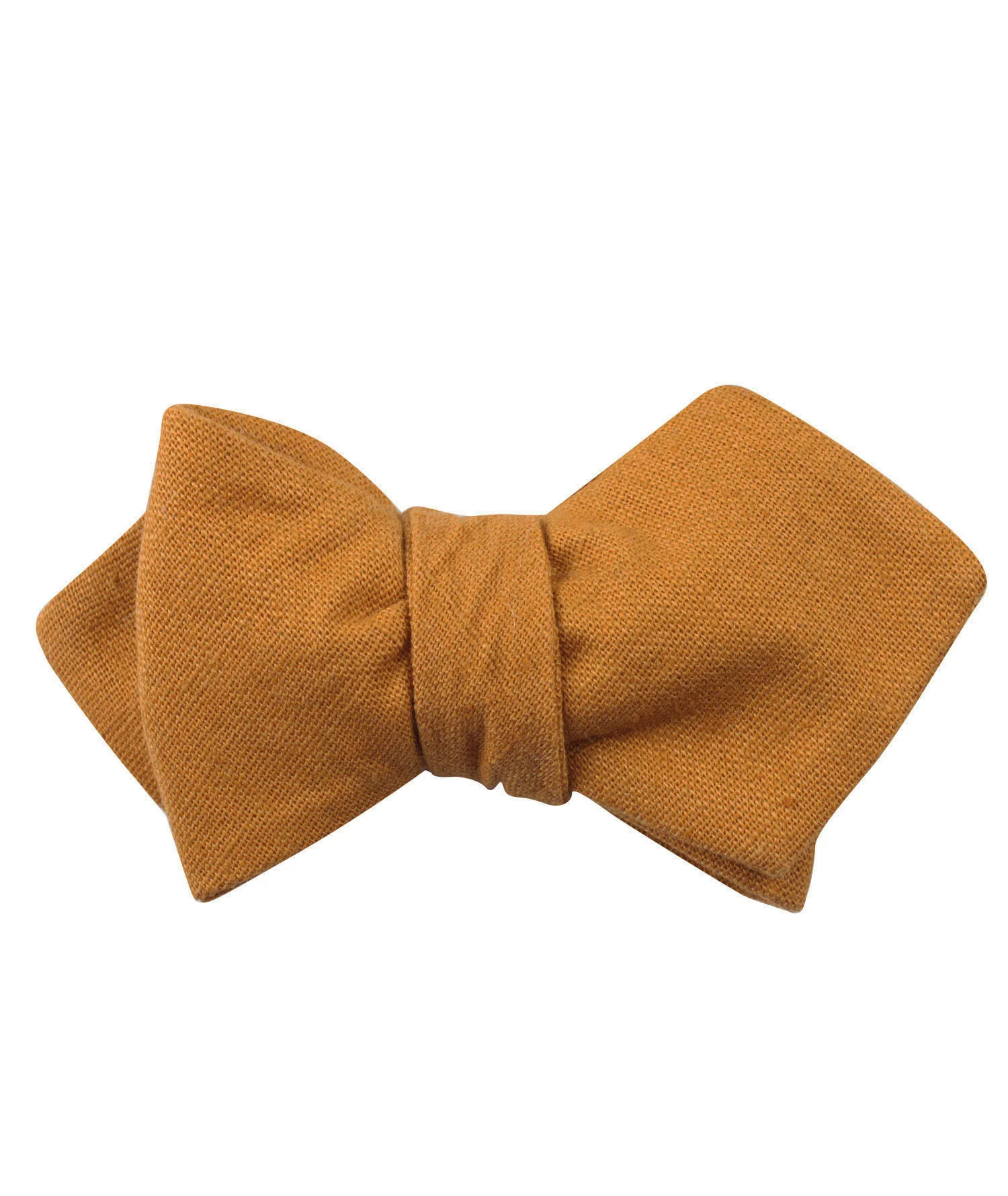 Mustard Yellow Slub Linen Diamond Self Bow Tie - Image 2