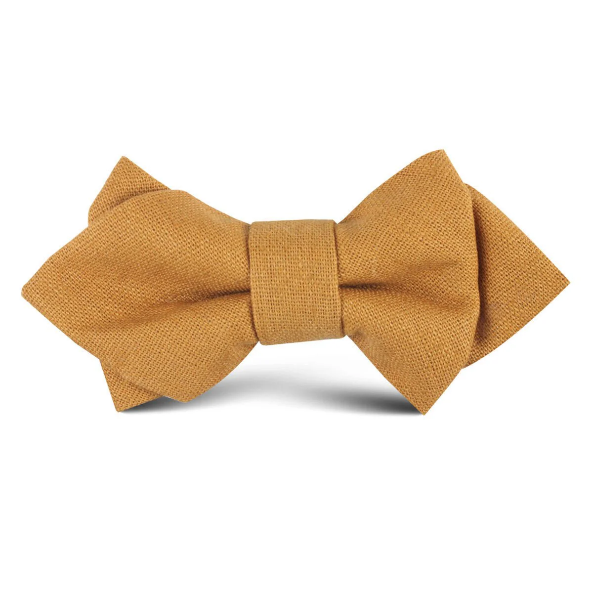 Mustard Yellow Slub Linen Kids Diamond Bow Tie