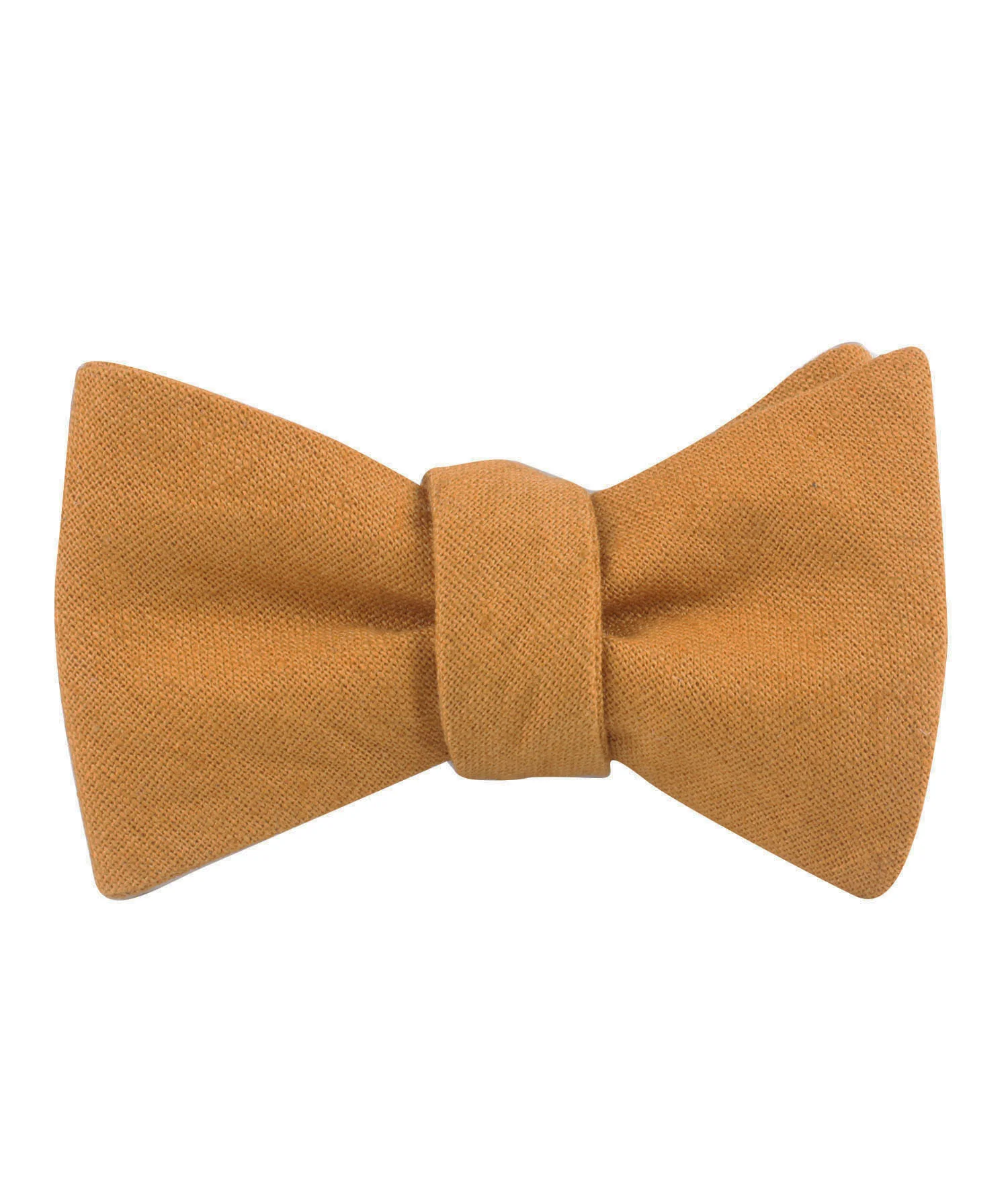 Mustard Yellow Slub Linen Self Bow Tie - Image 2