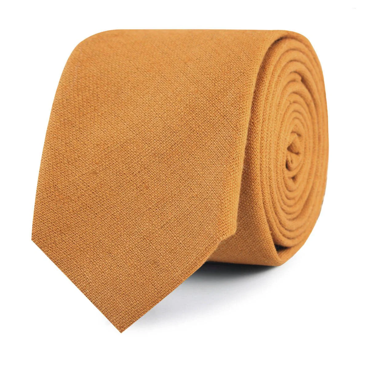 Mustard Yellow Slub Linen Skinny Tie - Image 2