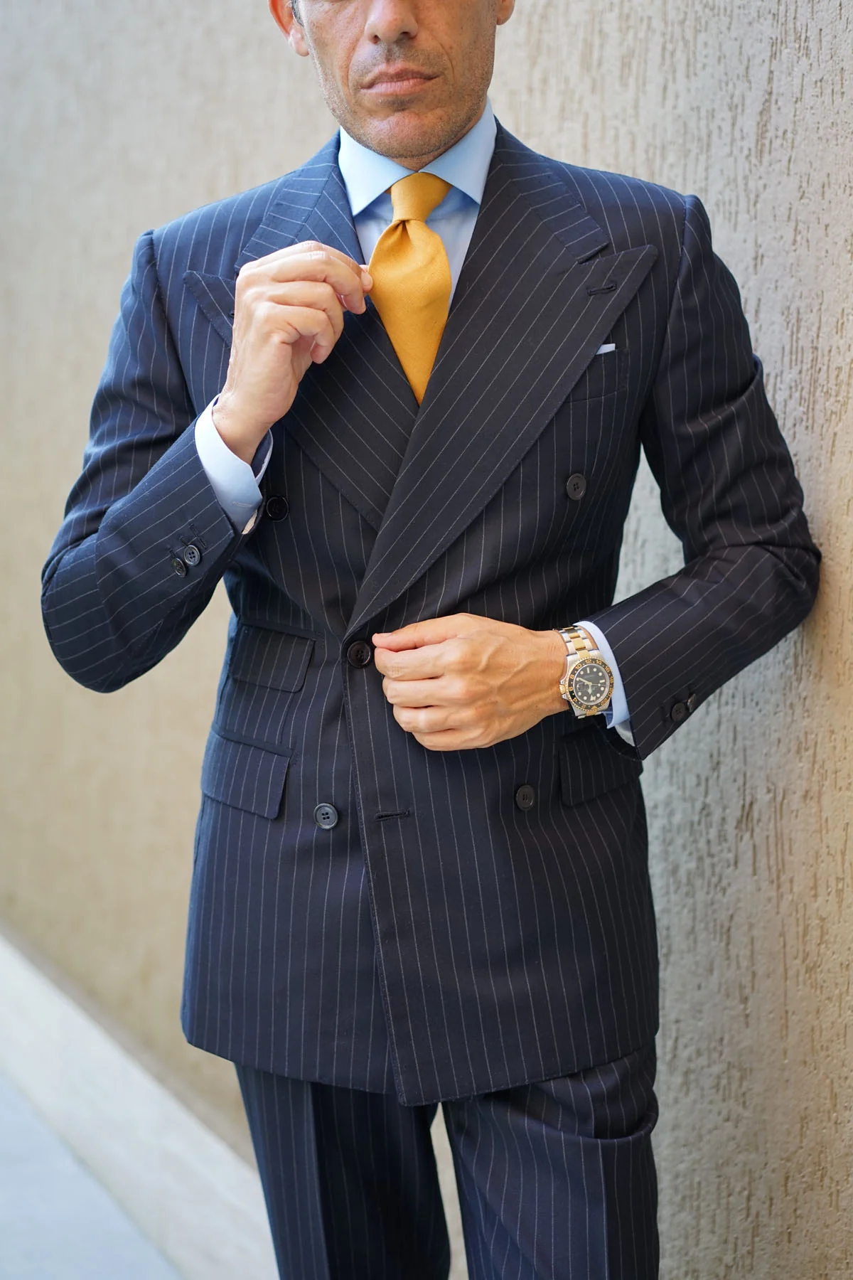 Mustard Yellow Slub Linen Tie - Image 11