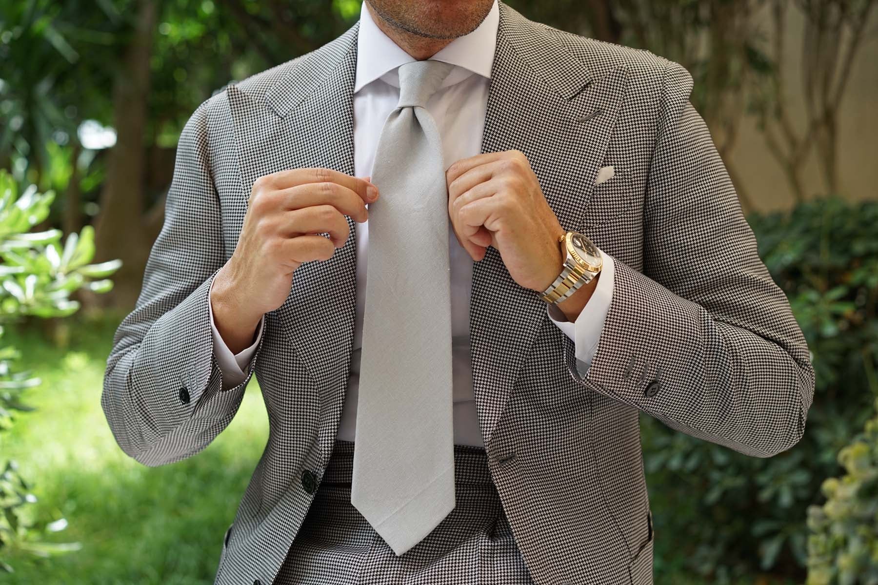 Mystic Silver Linen Necktie - Image 11