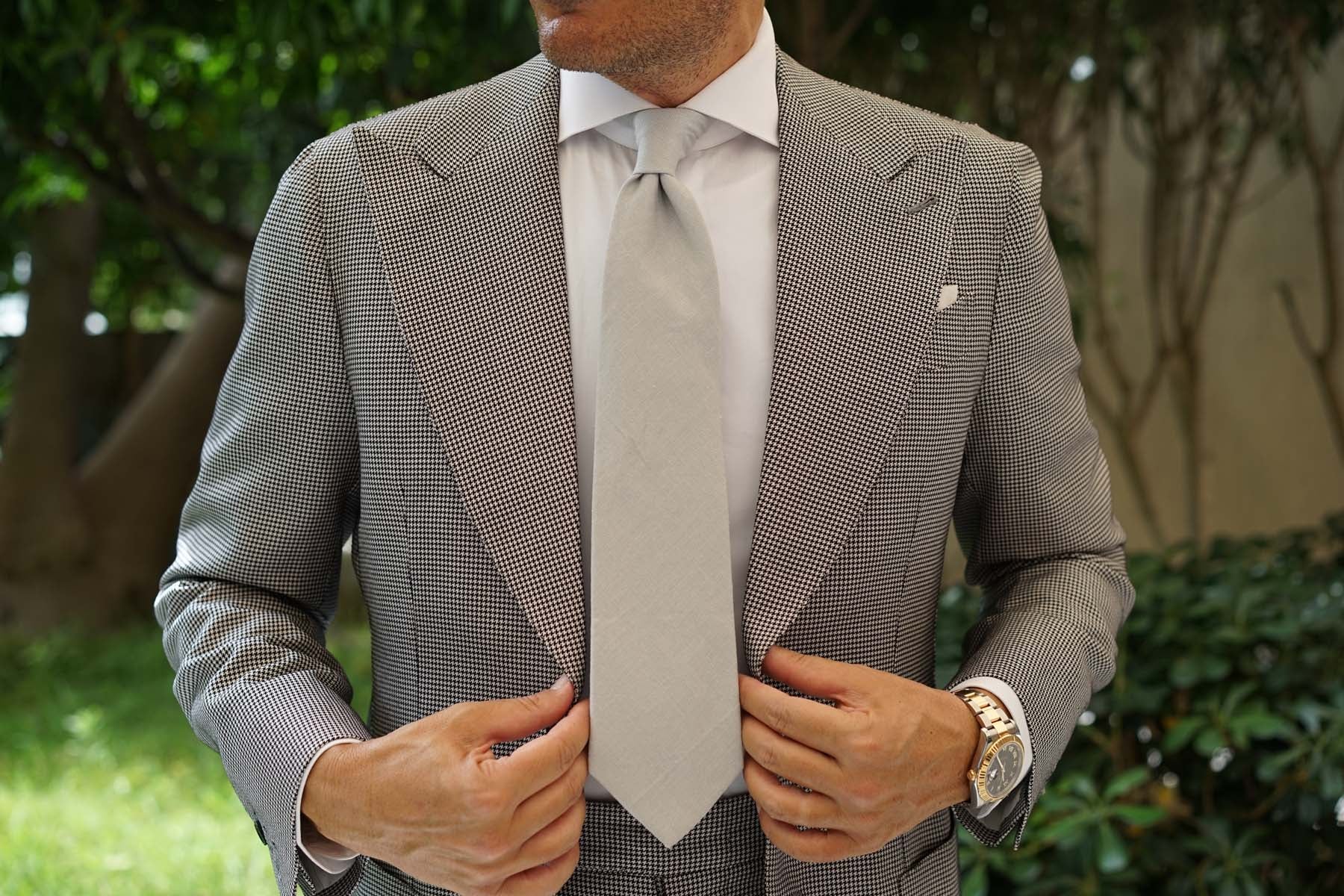 Mystic Silver Linen Necktie - Image 9