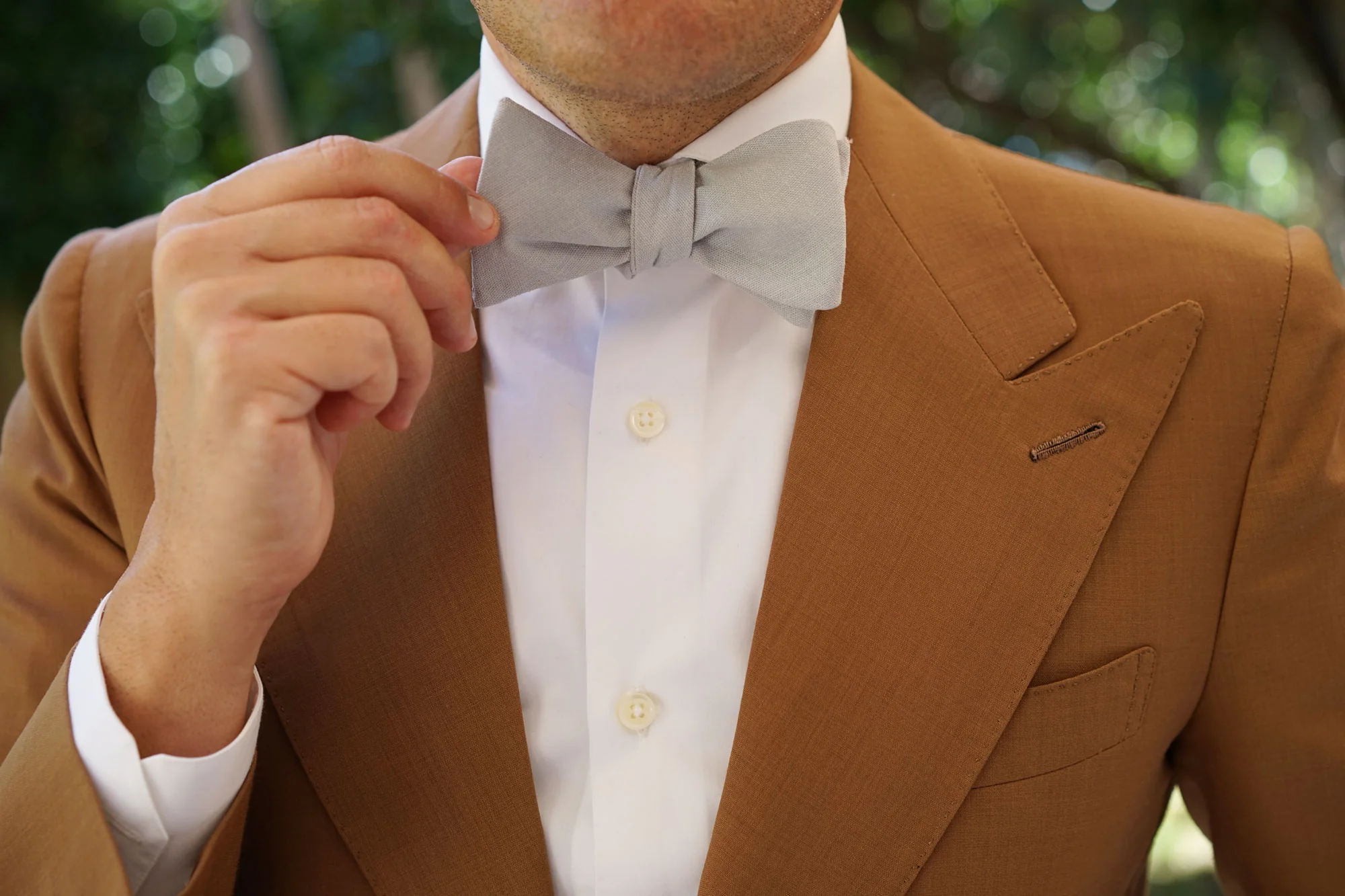 Mystic Silver Linen Self Bow Tie - Image 8