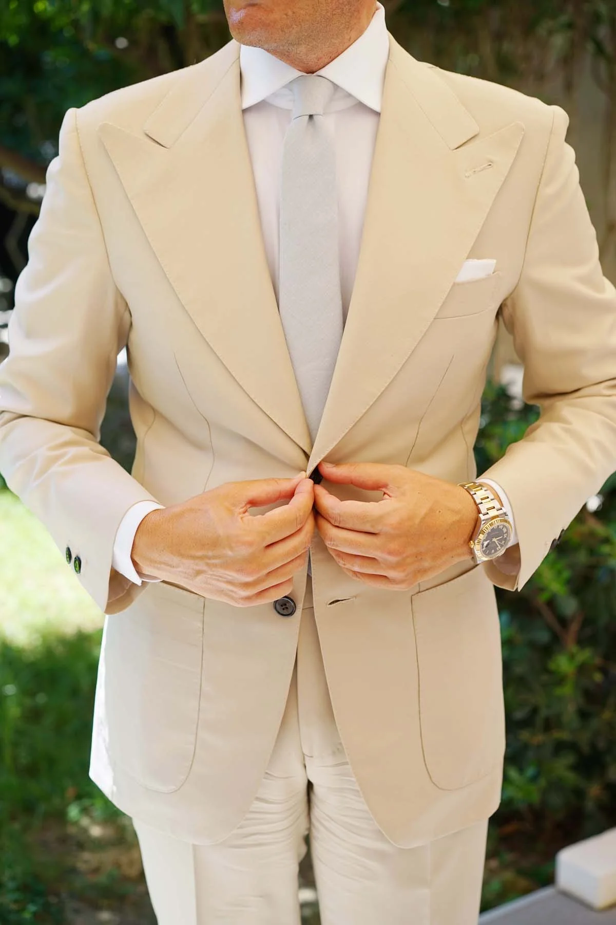 Mystic Silver Linen Skinny Tie - Image 5