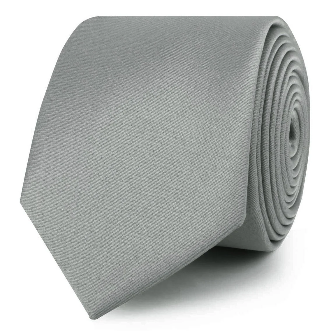 Mystic Silver Satin Skinny Tie - Image 2