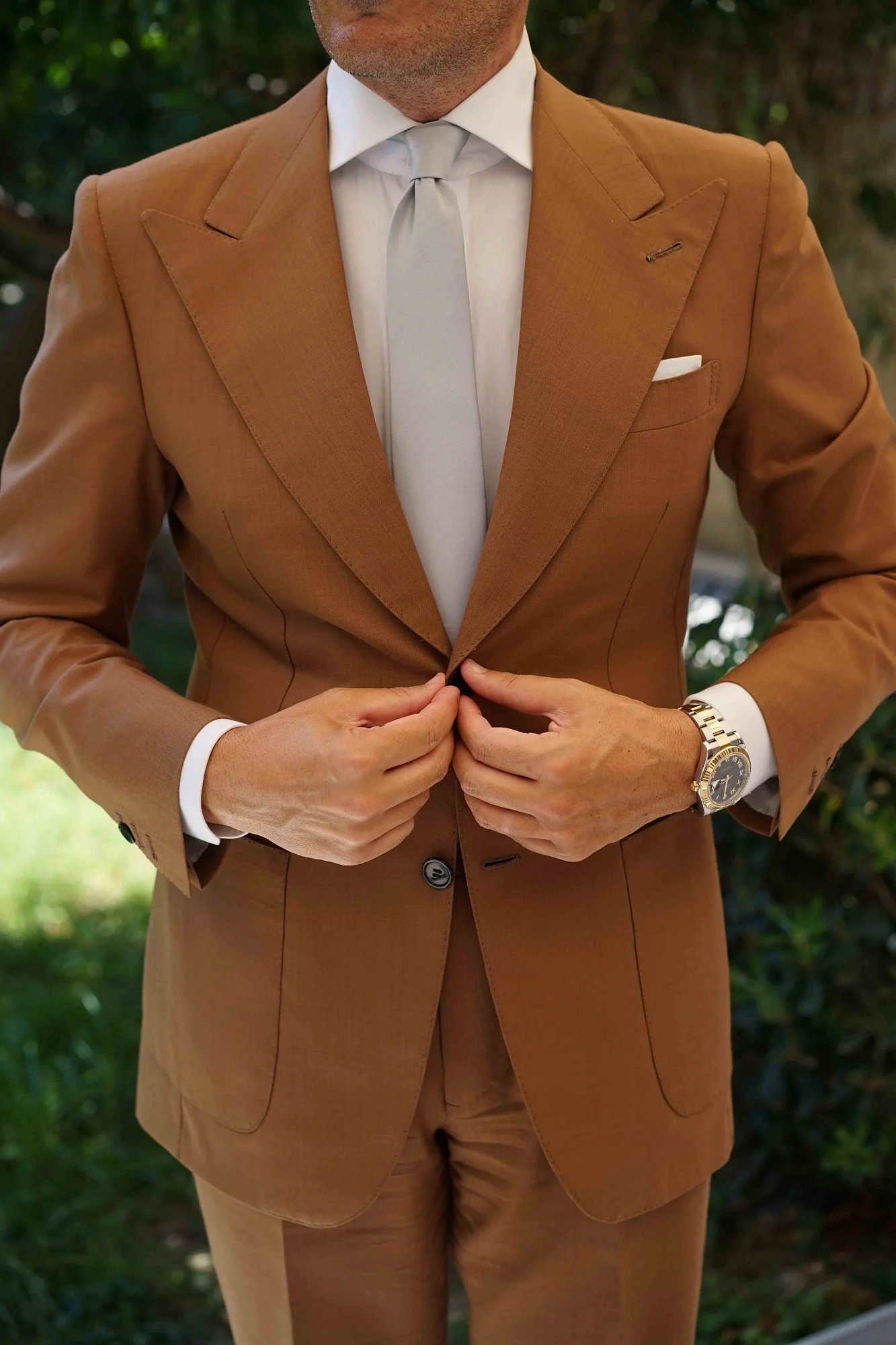 Mystic Silver Satin Skinny Tie - Image 5