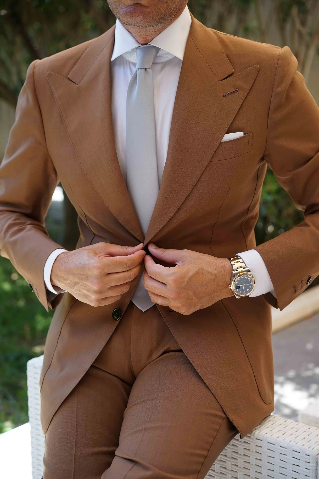 Mystic Silver Satin Skinny Tie - Image 7