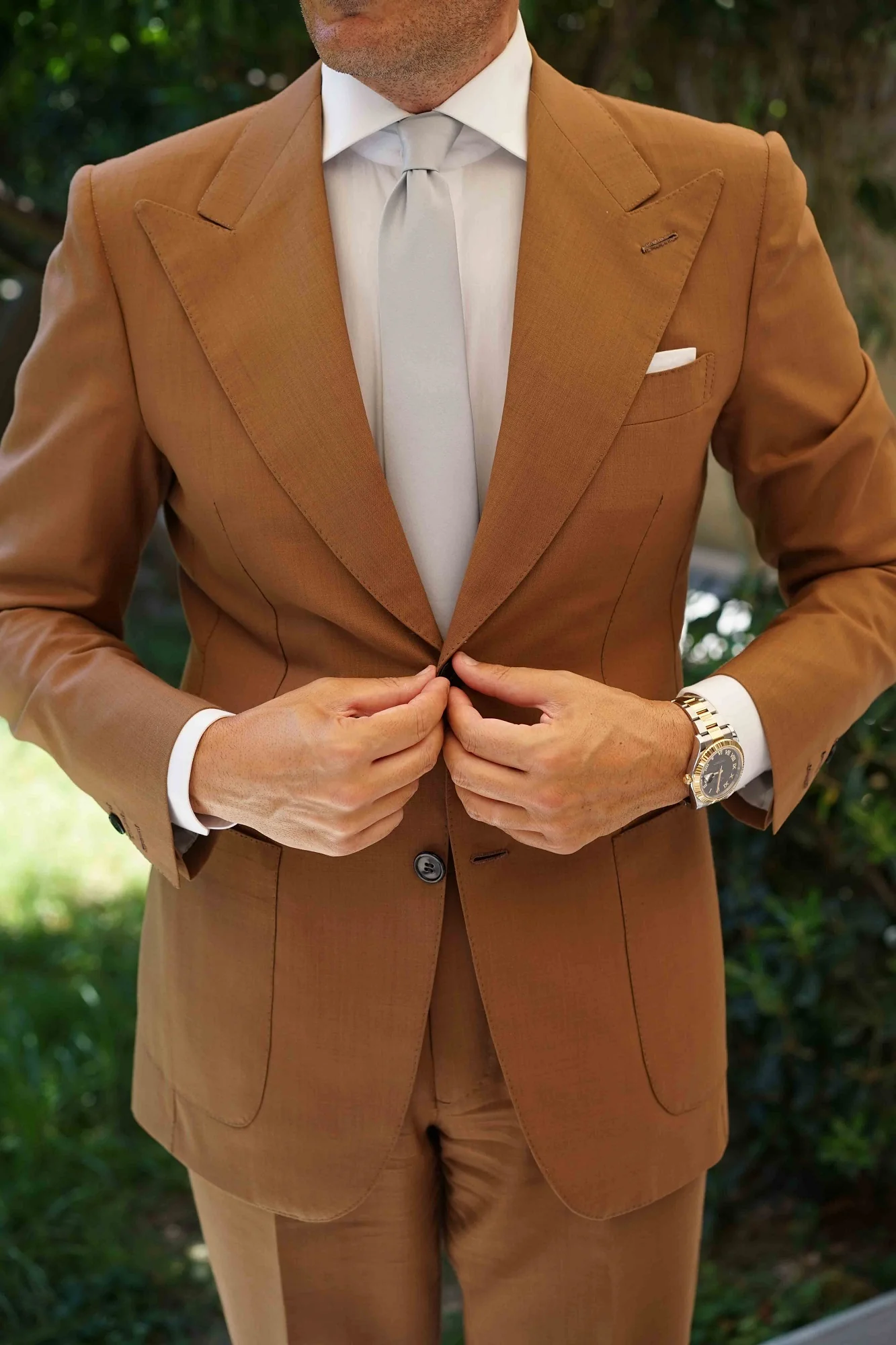 Mystic Silver Satin Skinny Tie - Image 9