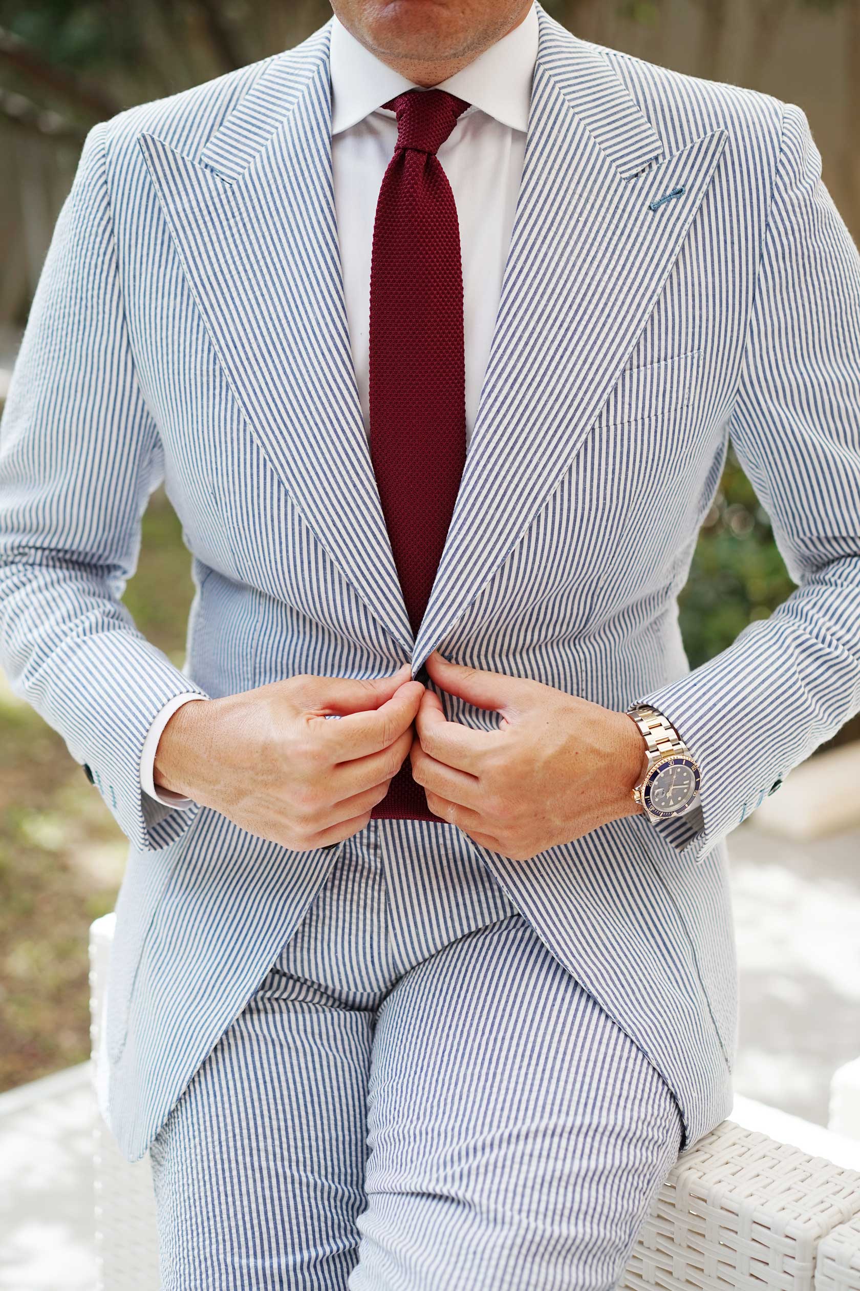 Nador Burgundy Knitted Tie - Image 4