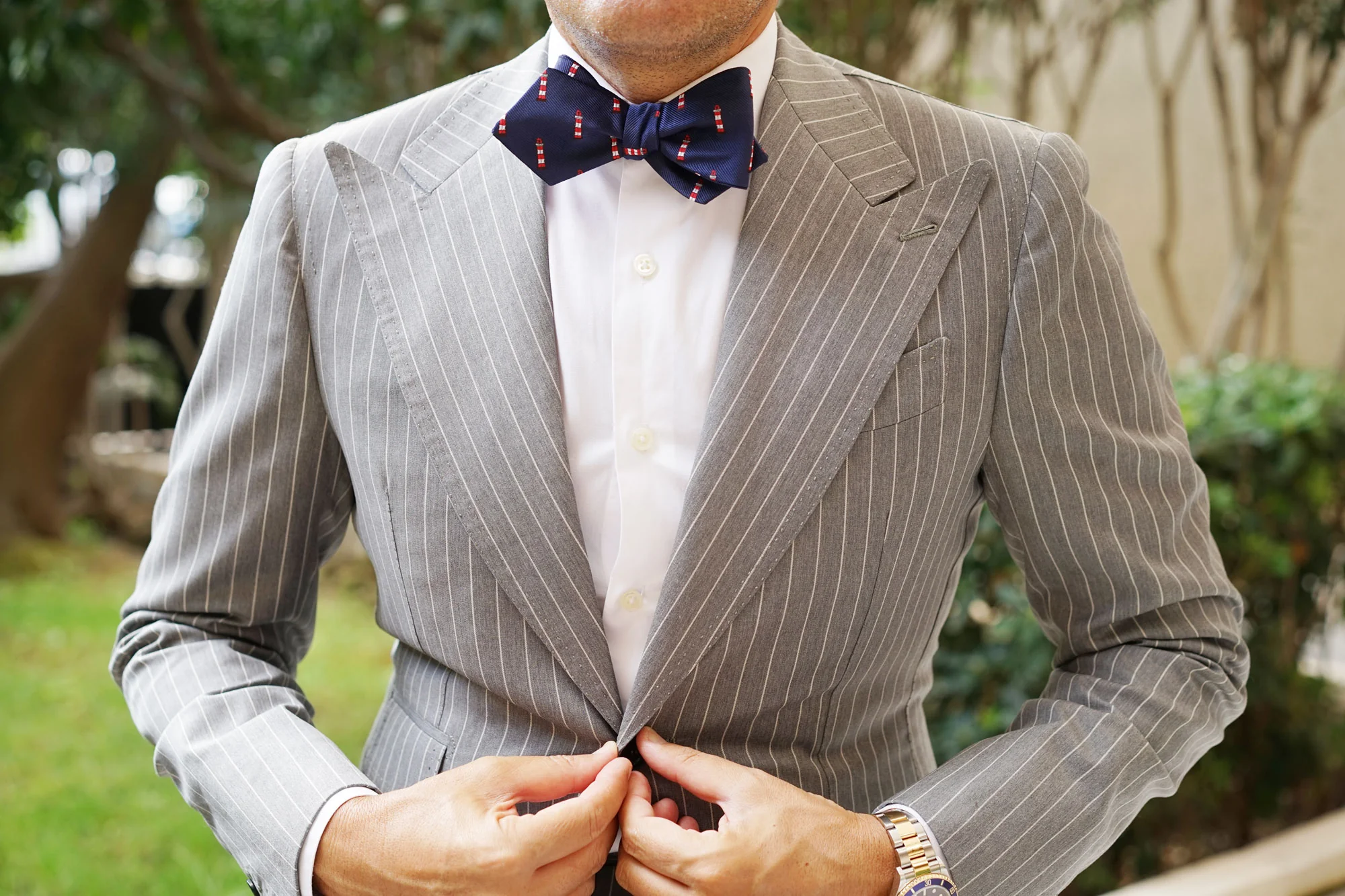 Nautical Lighthouse Diamond Self Bow Tie - Image 4