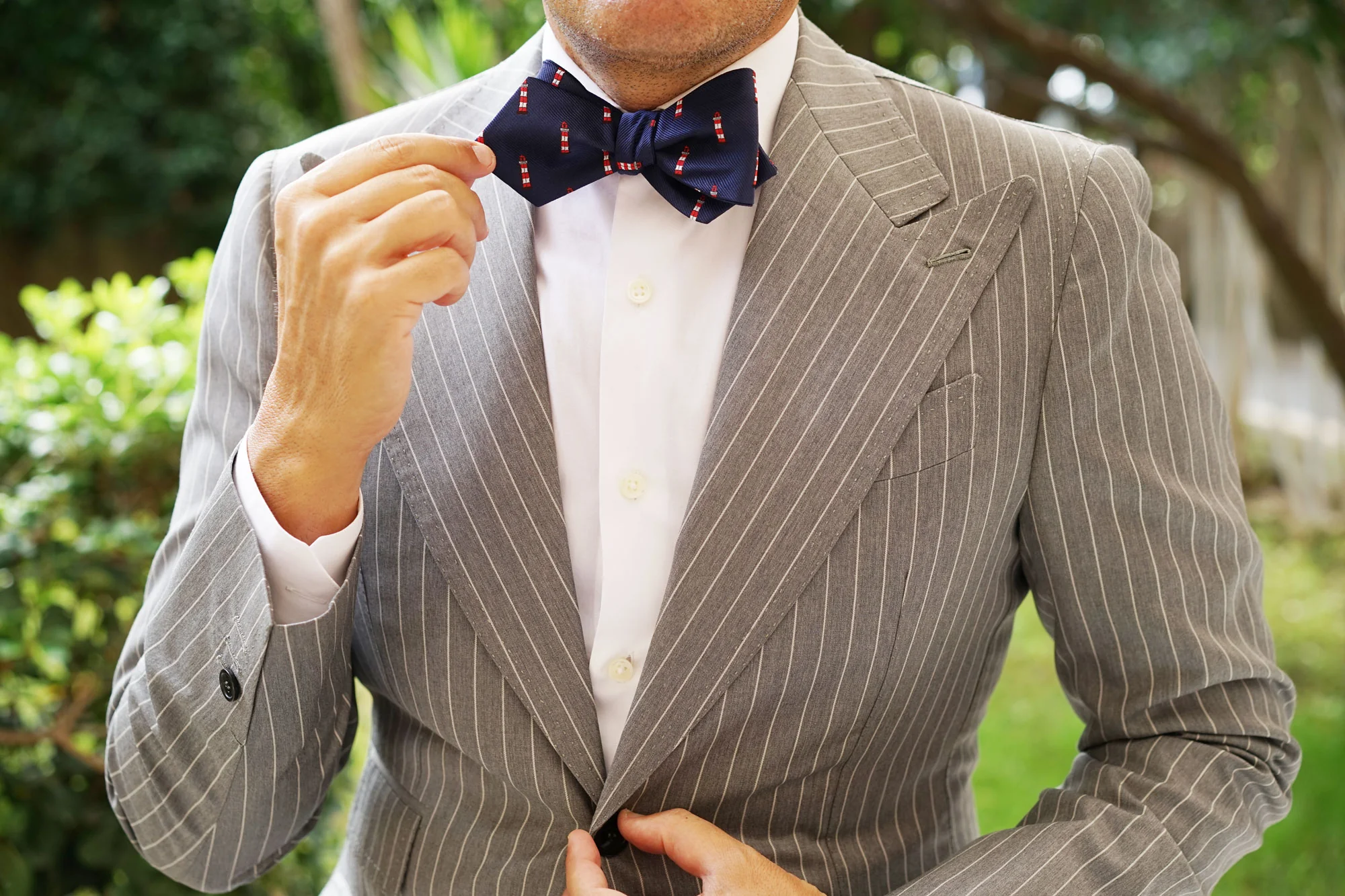 Nautical Lighthouse Diamond Self Bow Tie - Image 7