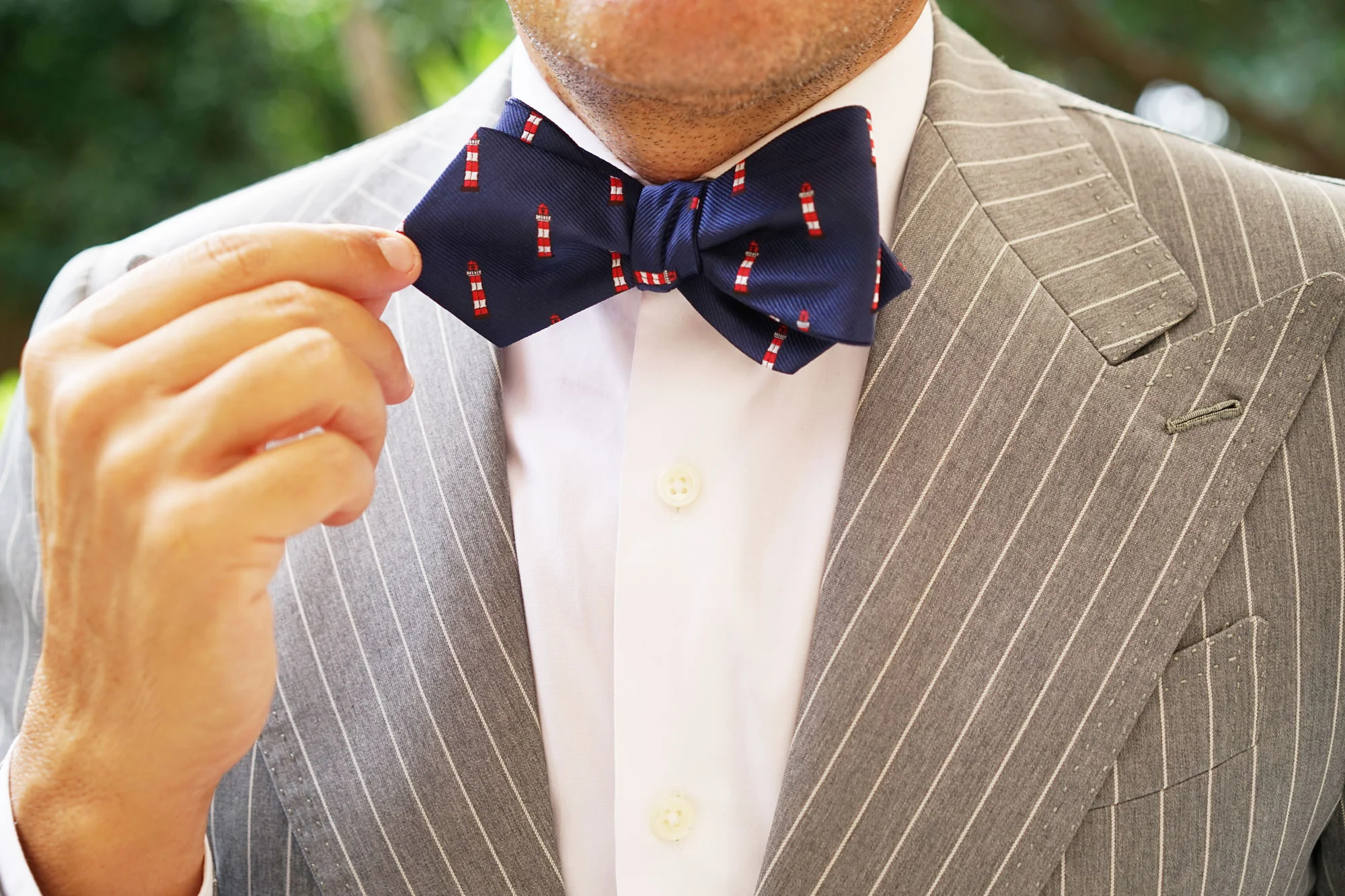 Nautical Lighthouse Diamond Self Bow Tie - Image 8