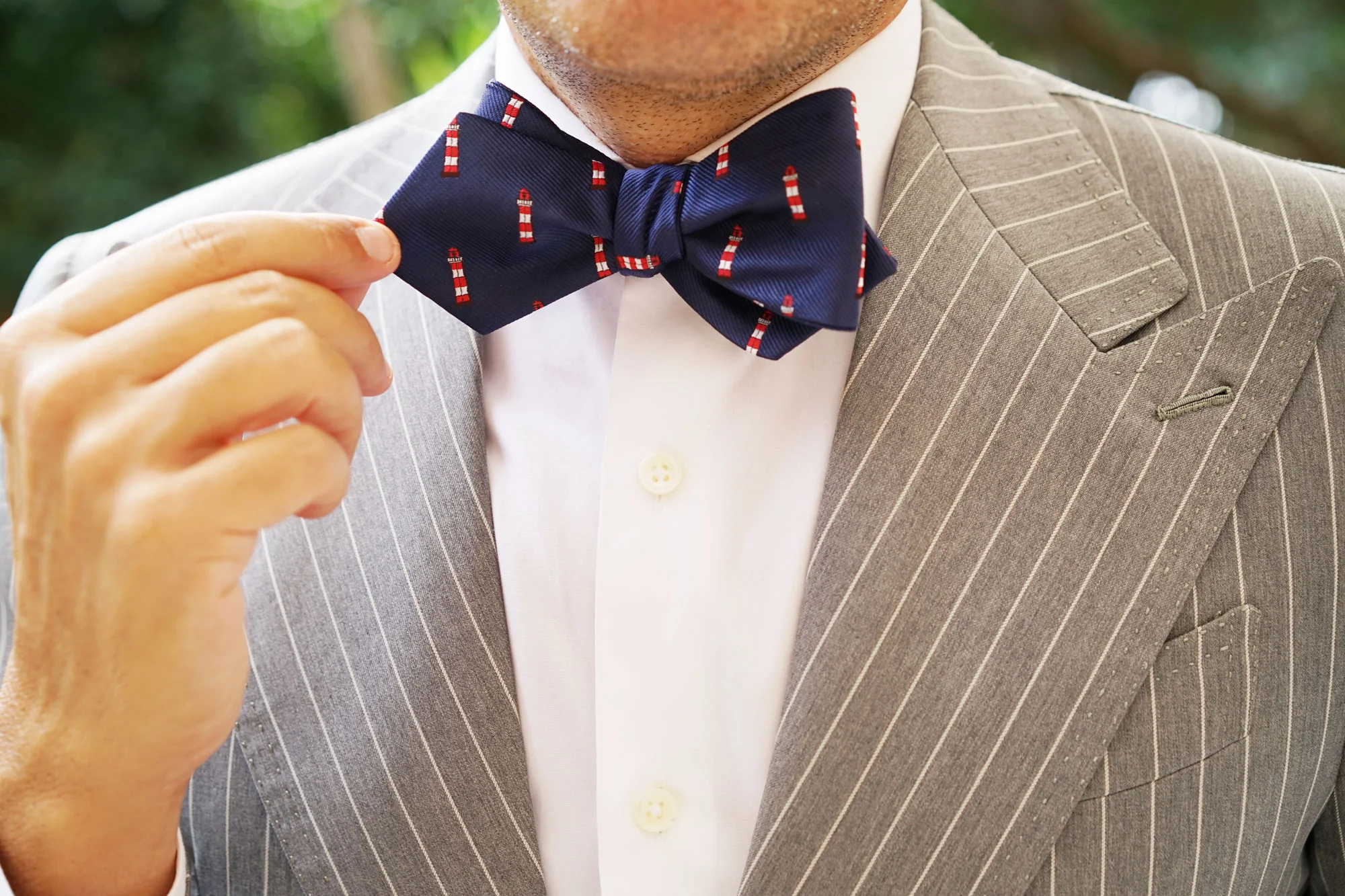 Nautical Lighthouse Diamond Self Bow Tie - Image 9