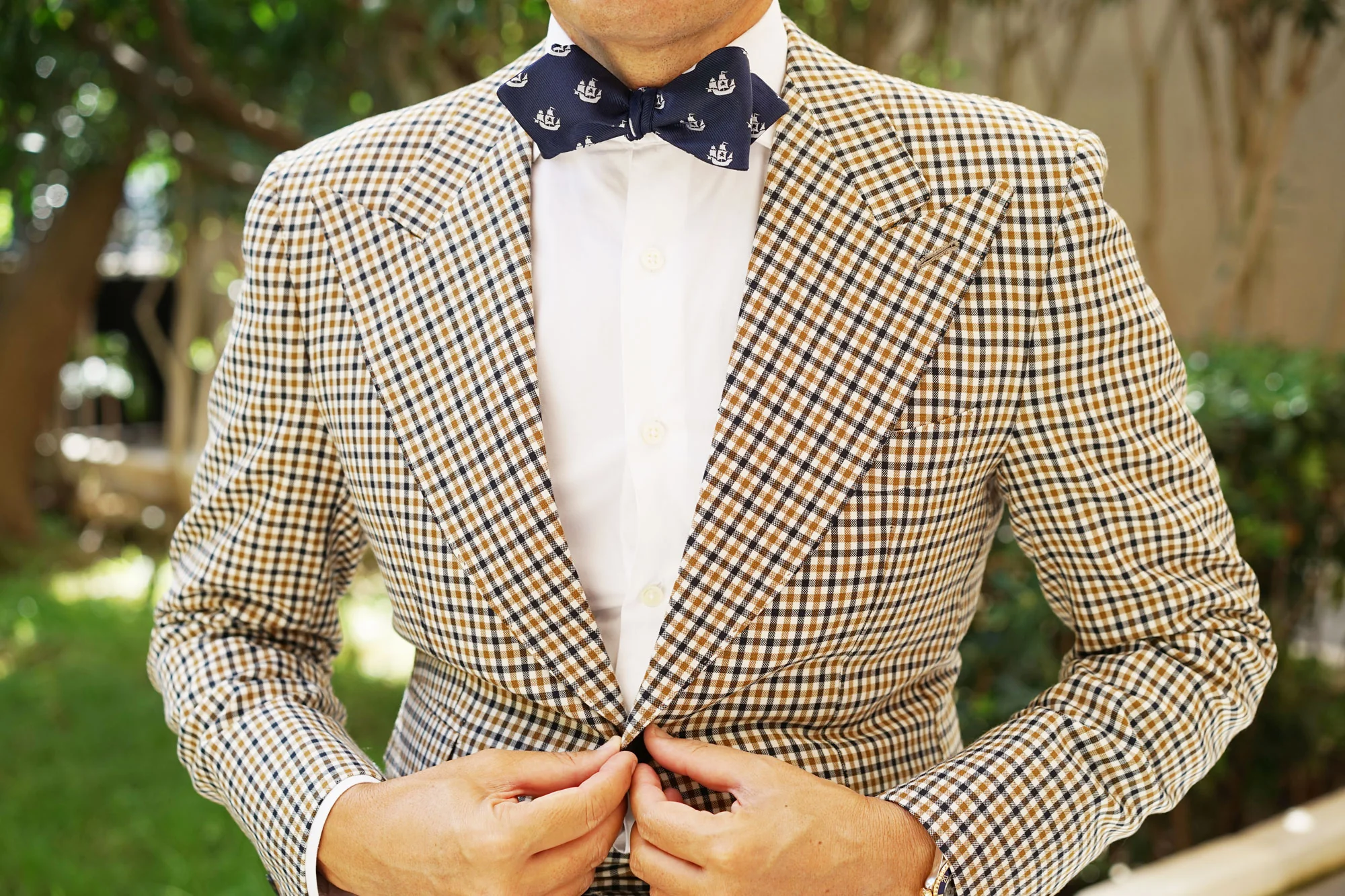 Nautical Pirate Ship Diamond Self Bow Tie - Image 4