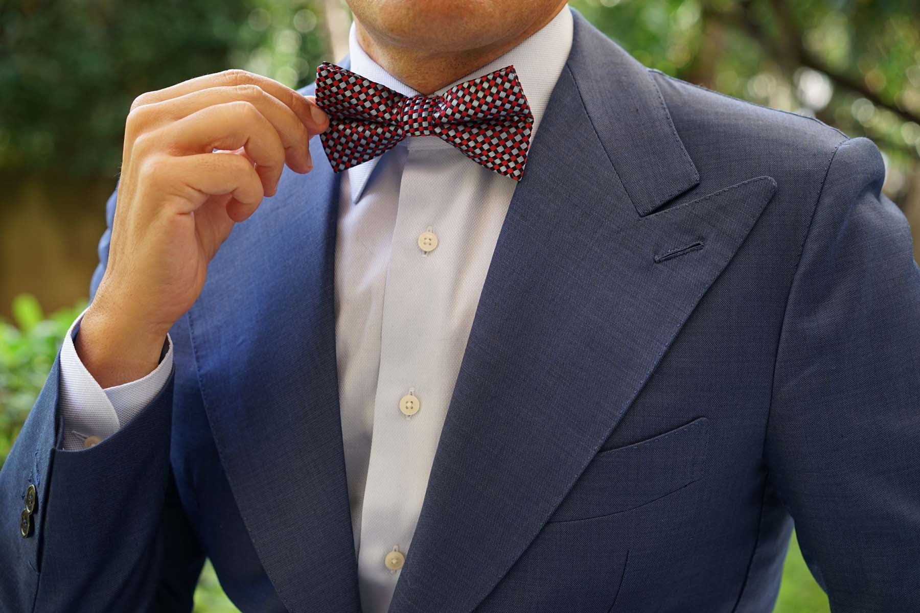 Navy and Light Blue Red Checkered - Bow Tie - Image 5