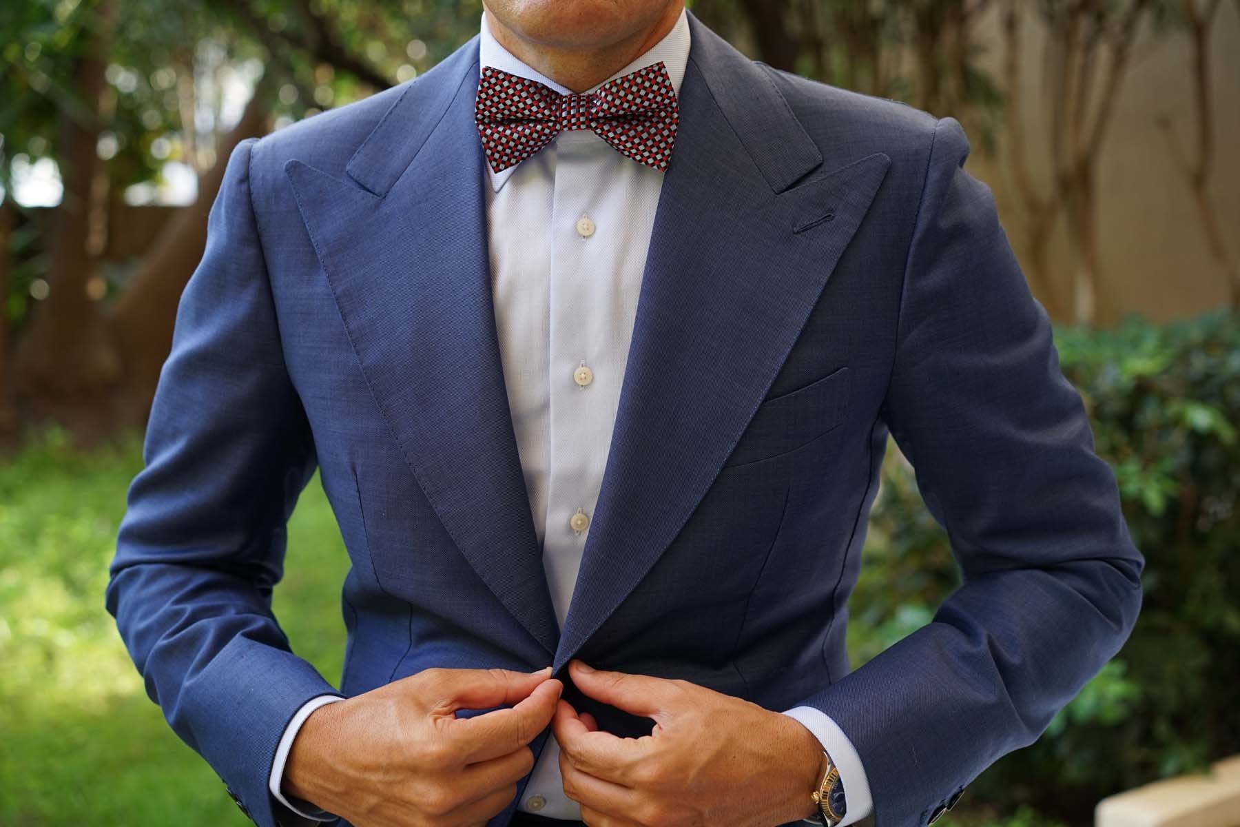 Navy and Light Blue Red Checkered - Bow Tie - Image 6