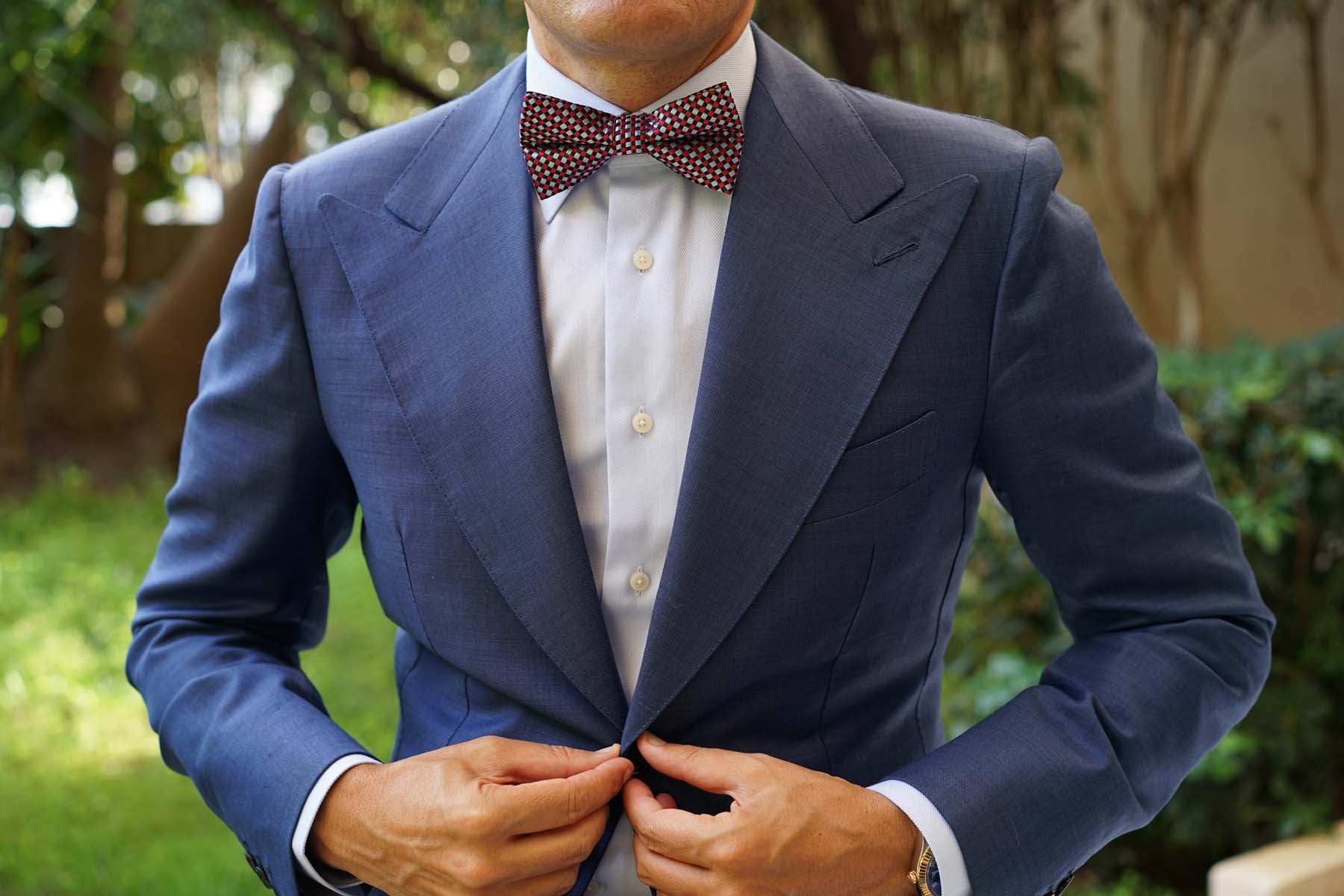 Navy and Light Blue Red Checkered - Bow Tie - Image 8