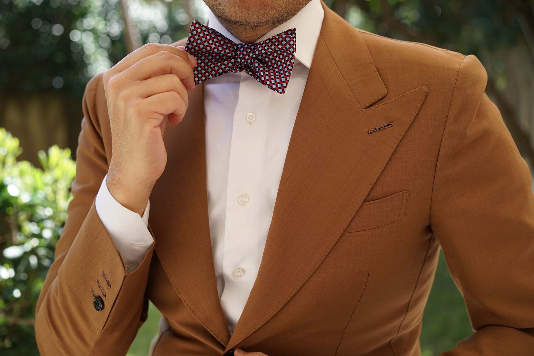 Navy and Light Blue Red Checkered - Bow Tie (Untied) - Image 10