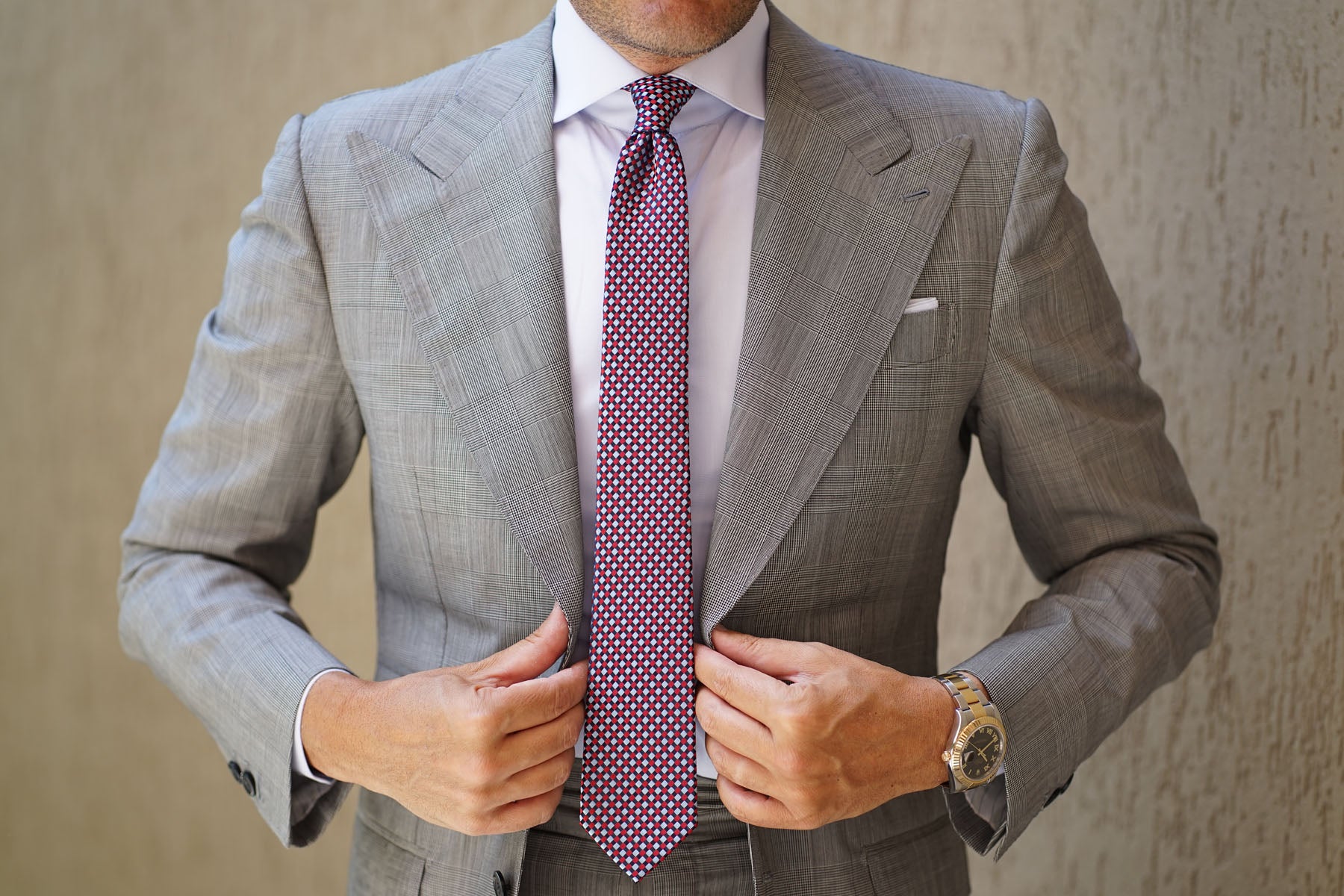 Navy and Light Blue Red Checkered - Skinny Tie - Image 5