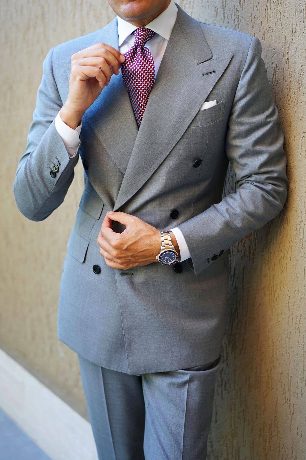Navy and Light Blue Red Checkered Tie - Image 10