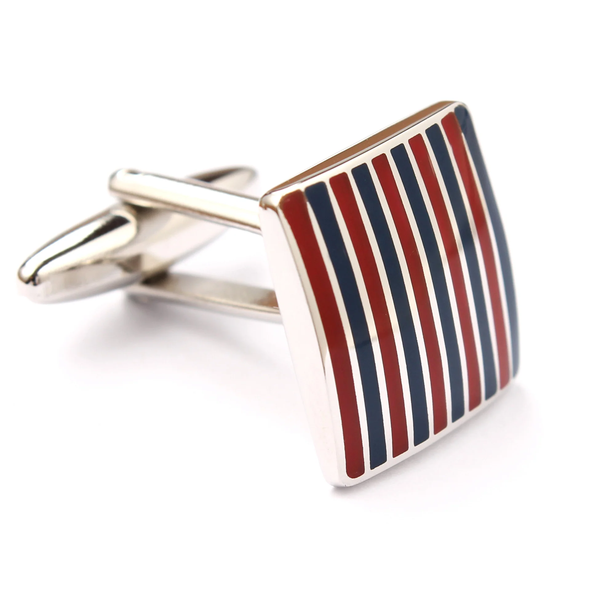 Navy Blue and Maroon Pinstripe Cufflinks - Image 3