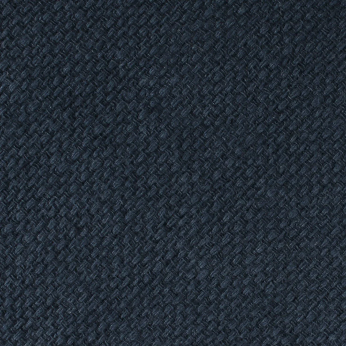 Navy Blue Basket Weave Linen Skinny Tie - Image 3