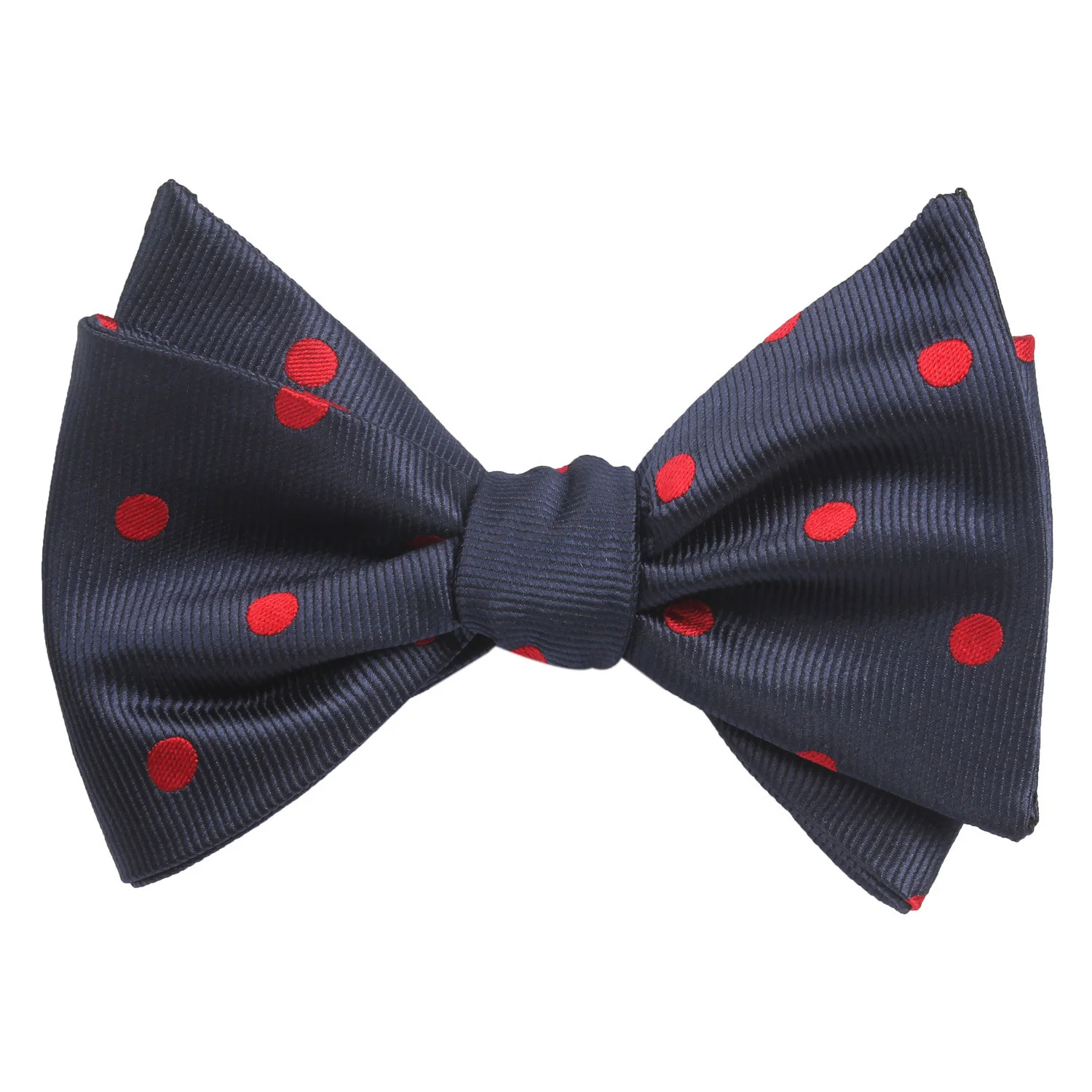 Navy Blue Bow Tie Untied with Red Polka Dots - Image 2