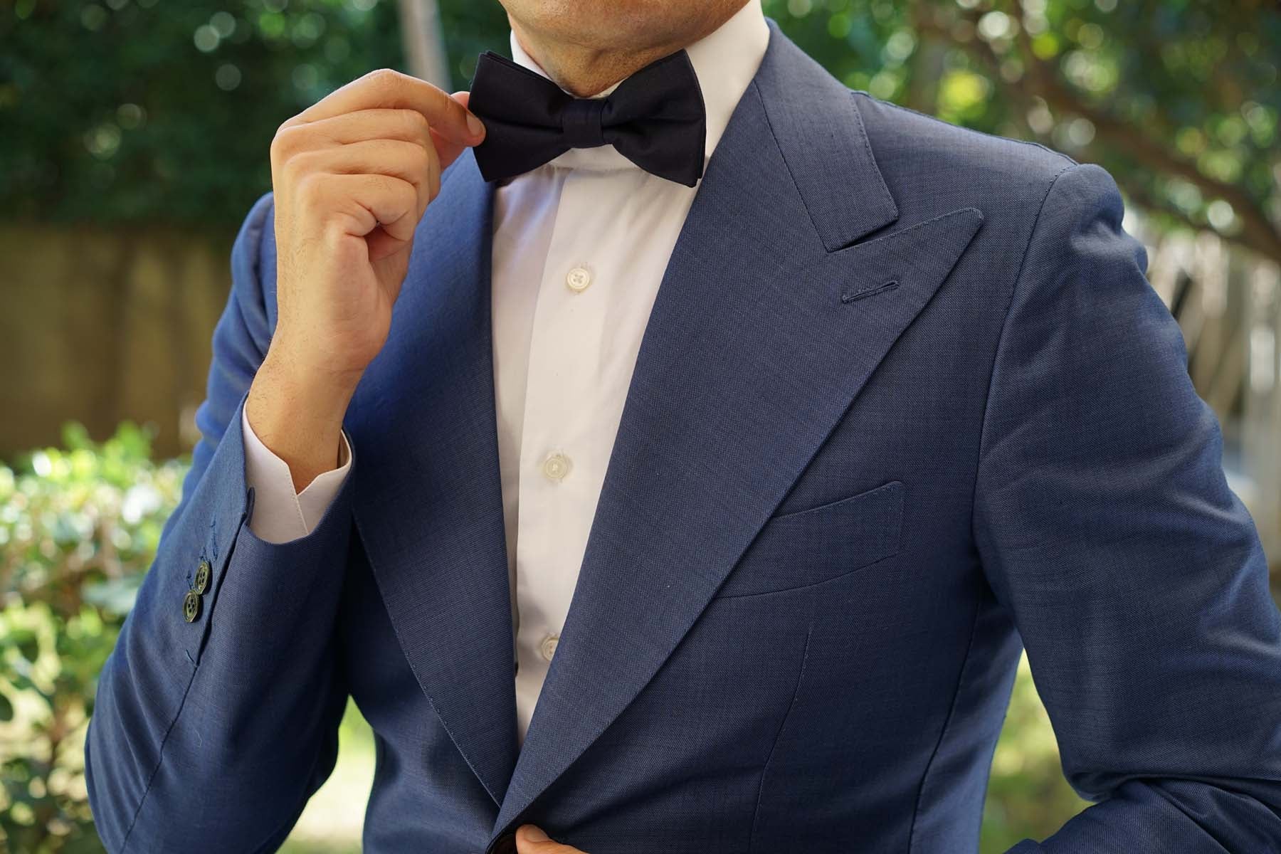 Navy Blue Cotton Bow Tie - Image 3
