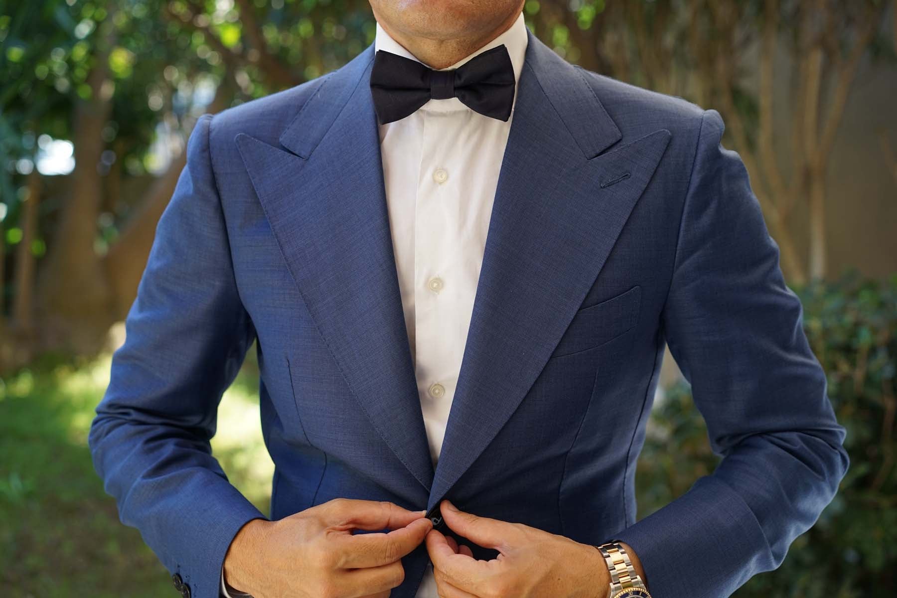 Navy Blue Cotton Bow Tie - Image 6