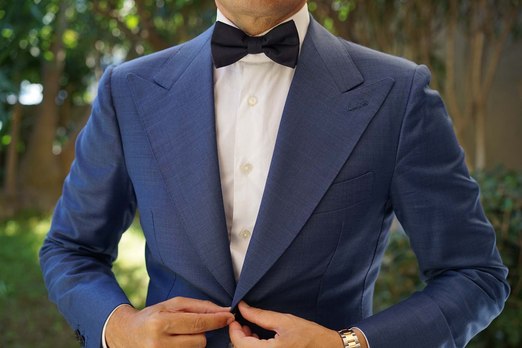 Navy Blue Cotton Bow Tie - Image 8