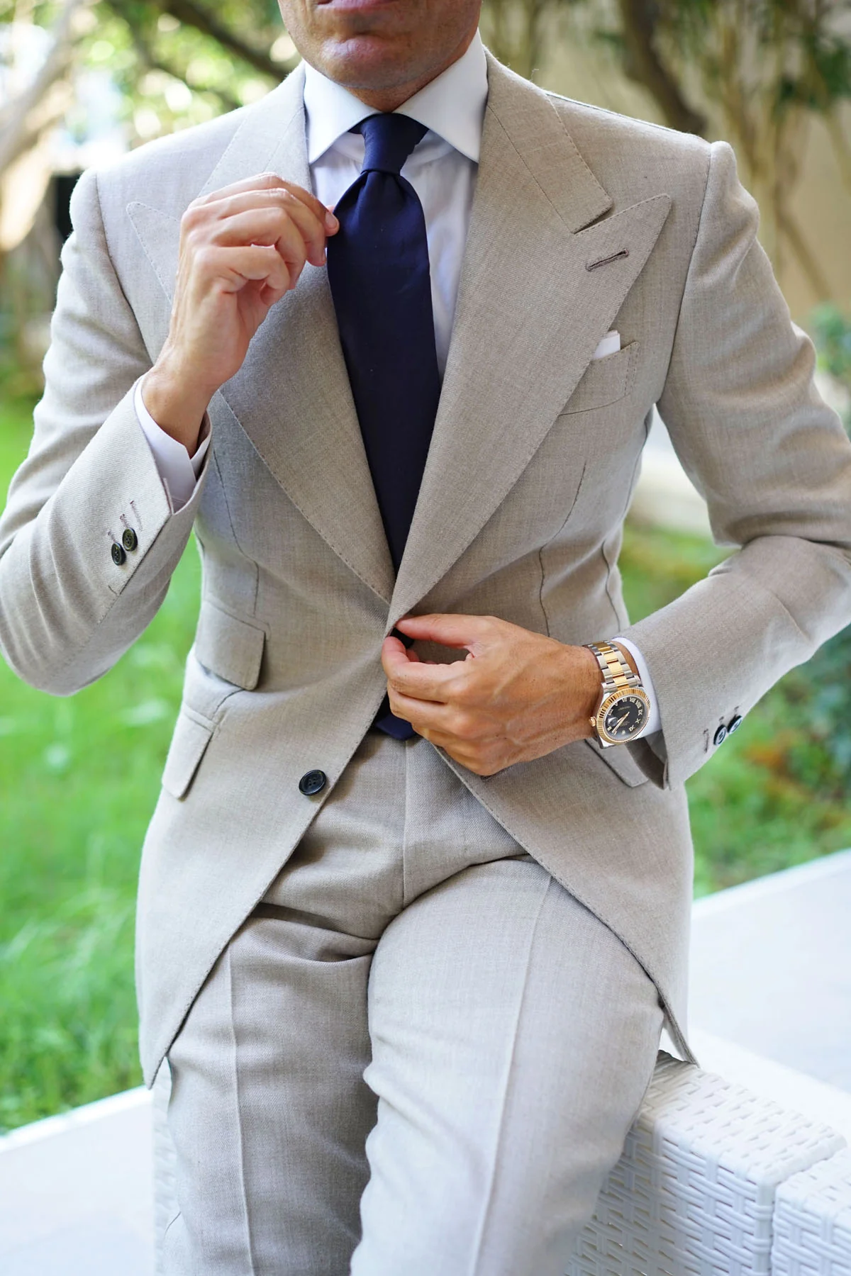 Navy Blue Cotton Necktie - Image 15
